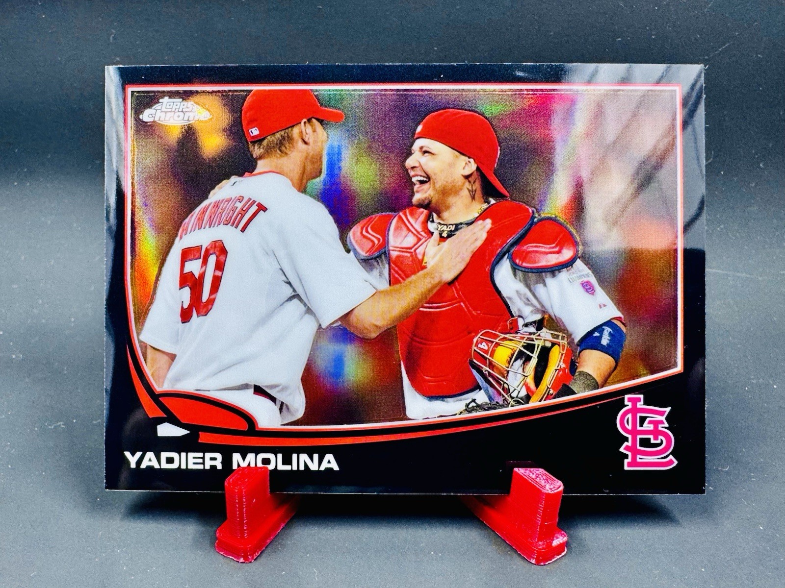 2013 Topps Chrome Black Refractor #146 Yadier Molina and Adam Wainwright /100