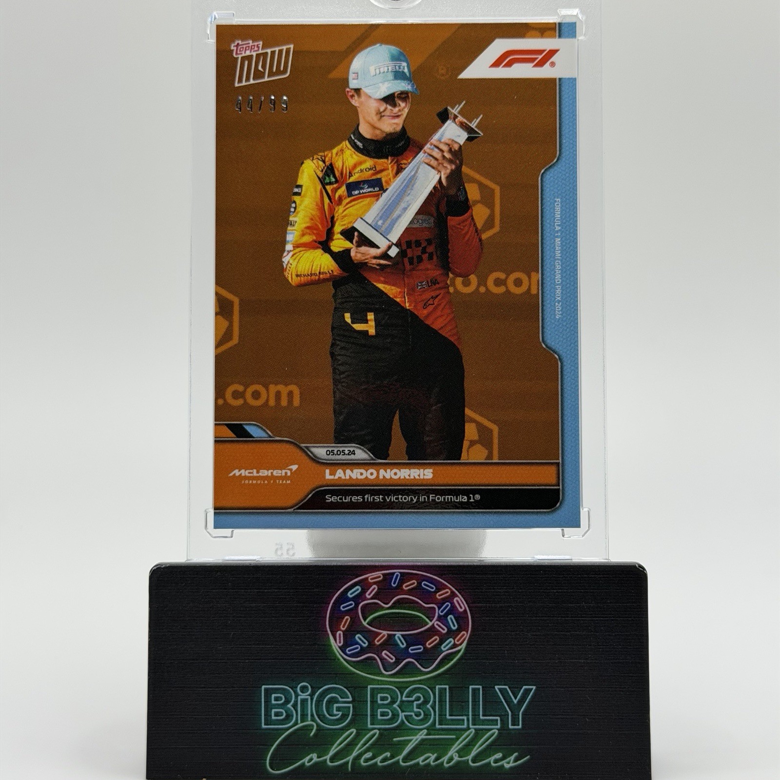 2024 Topps Now F1 Lando Norris Orange /99 #12 First Victory Miami McLaren