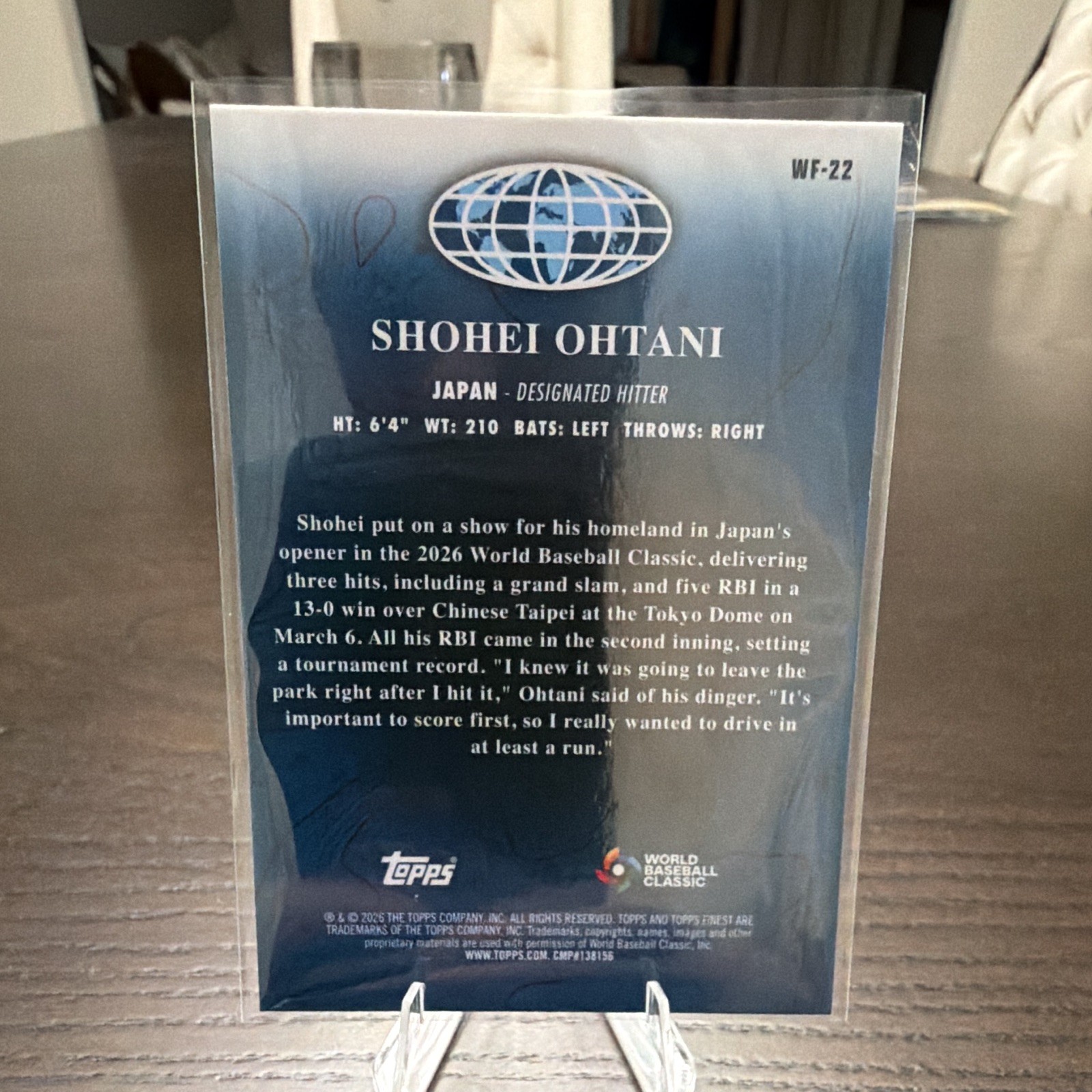 TOPPS FINEST WORLD’S FINEST 2026 SHOHEI OHTANI JAPAN INSERT #WF-22