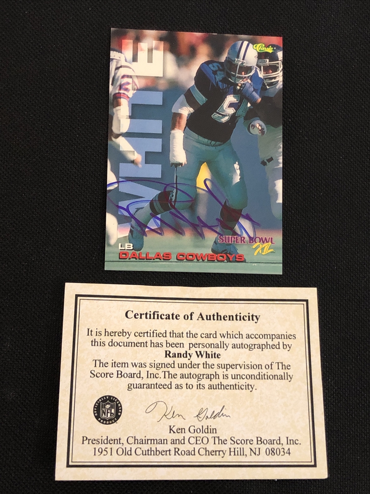 HOF RANDY WHITE 1995 CLASSIC SCORE BOARD CERTIFIED AUTOGRAPHED CARD COWBOYS