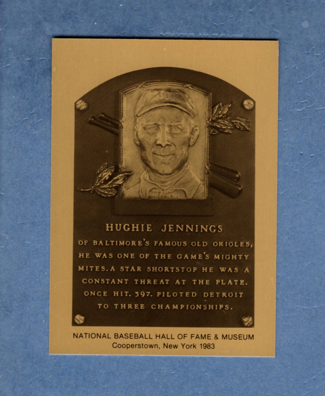 HUGHIE JENNINGS, Tigers ~ Official Baseball Hall of Fame METALLIC plaque card