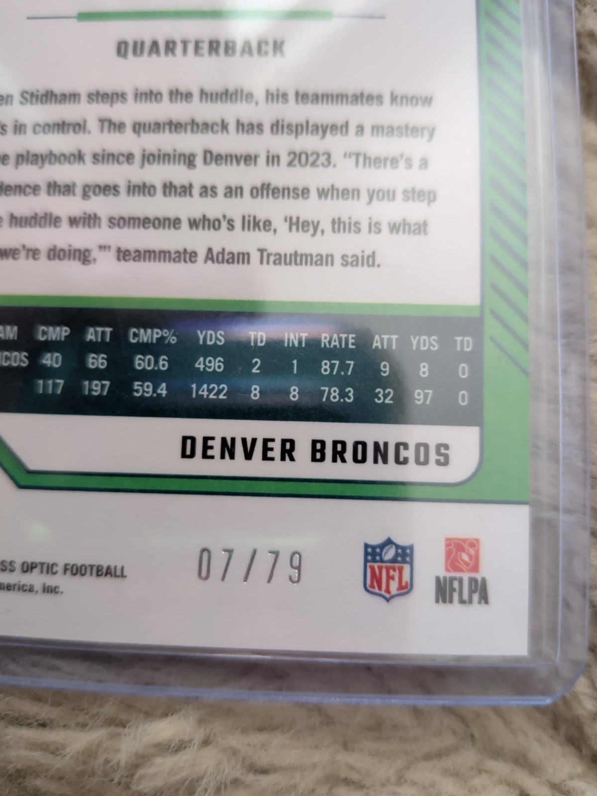 2024 Panini Donruss Optic – Jarrett Stidham #57 Orange Scope Prizm /79