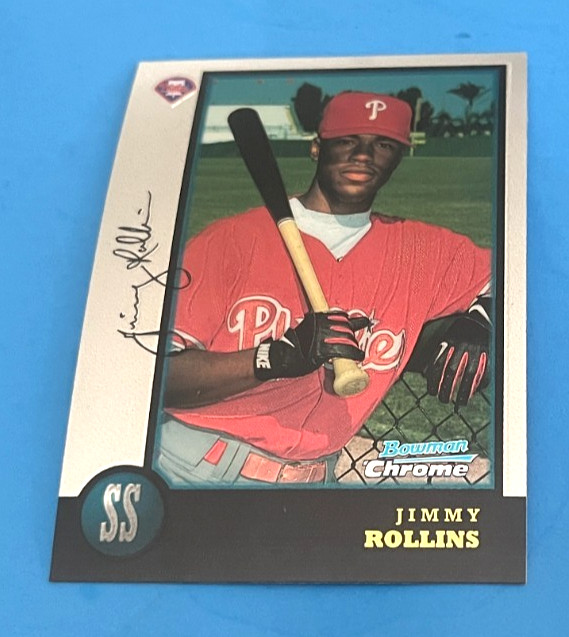 1998 BOWMAN CHROME JIMMY ROLLINS ROOKIE PHILLIES (# 181) SHARP NM-MINT