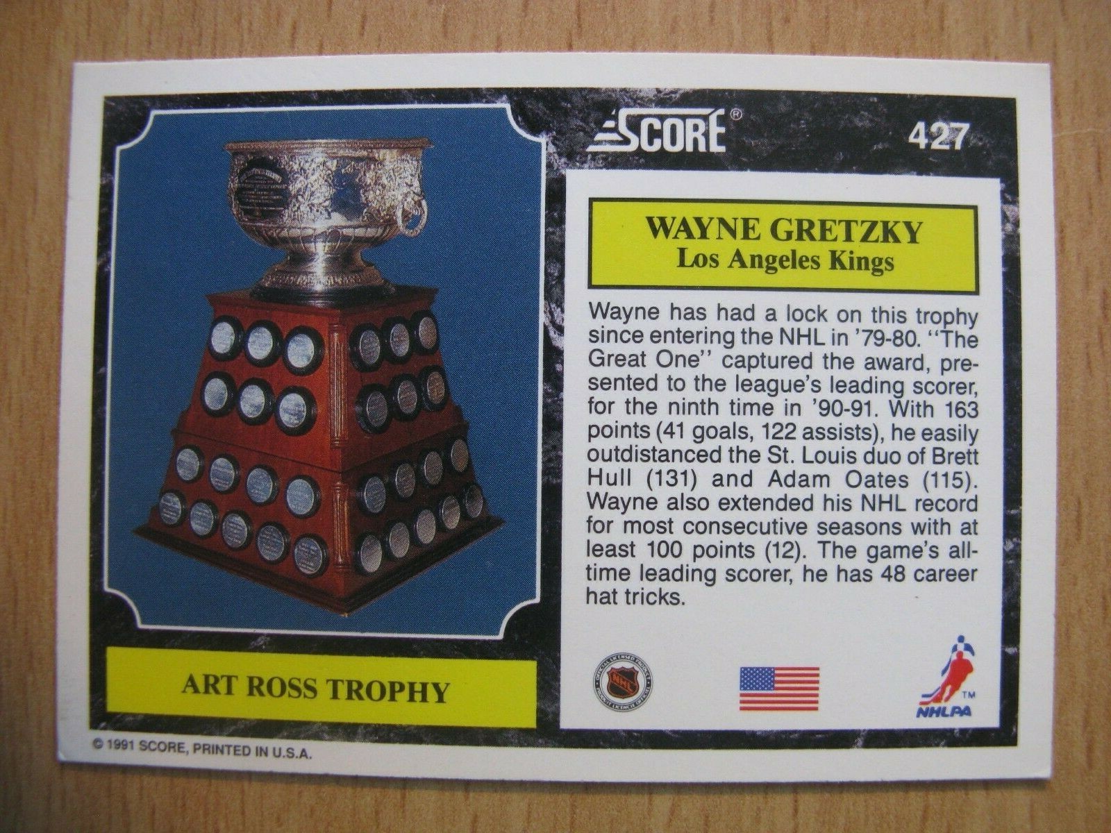 Wayne Gretzky Los Angeles Kings 1991-92 Score Art Ross #317 American version