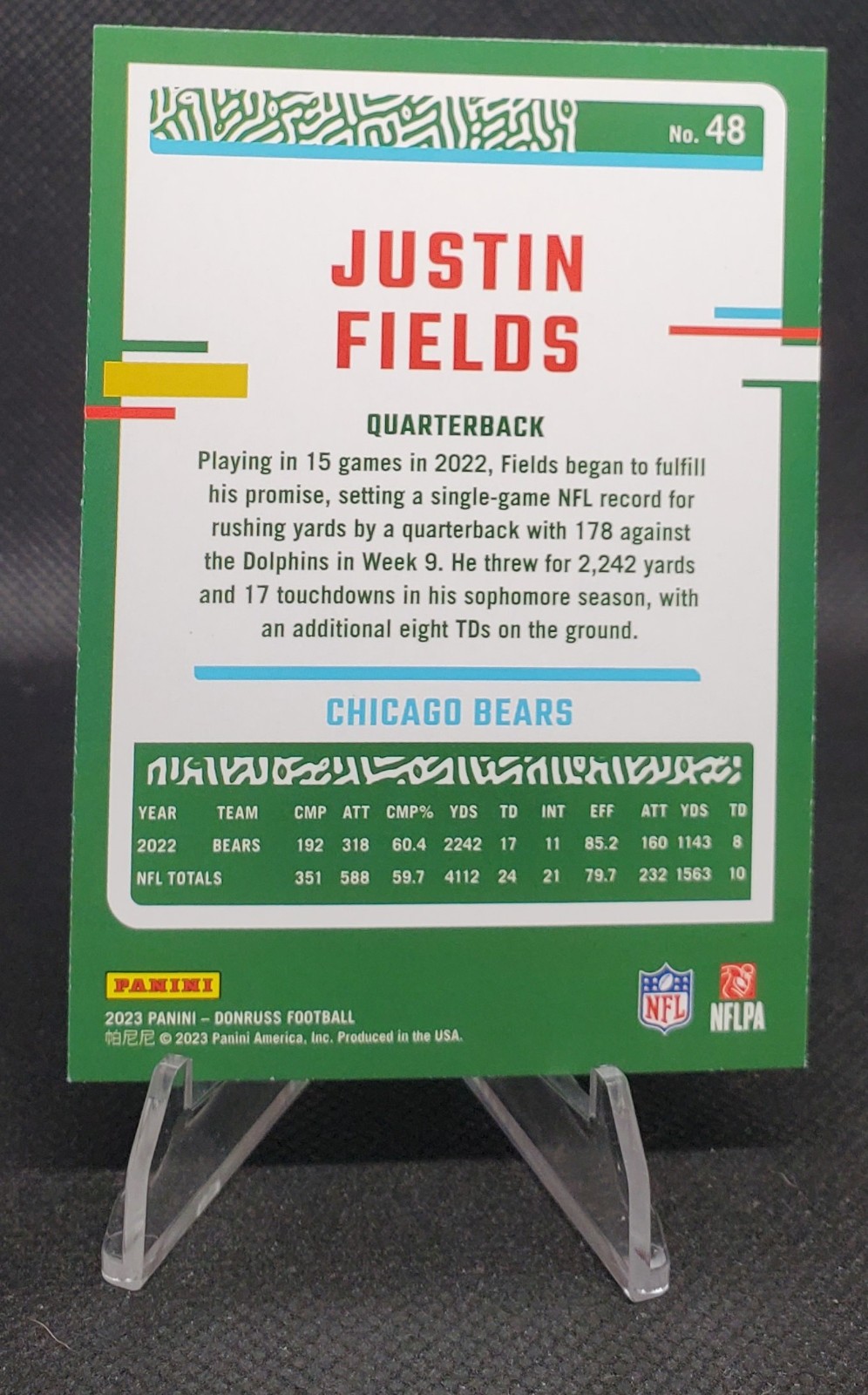 2023 Panini Donruss – Justin Fields #48 Press Proof Red