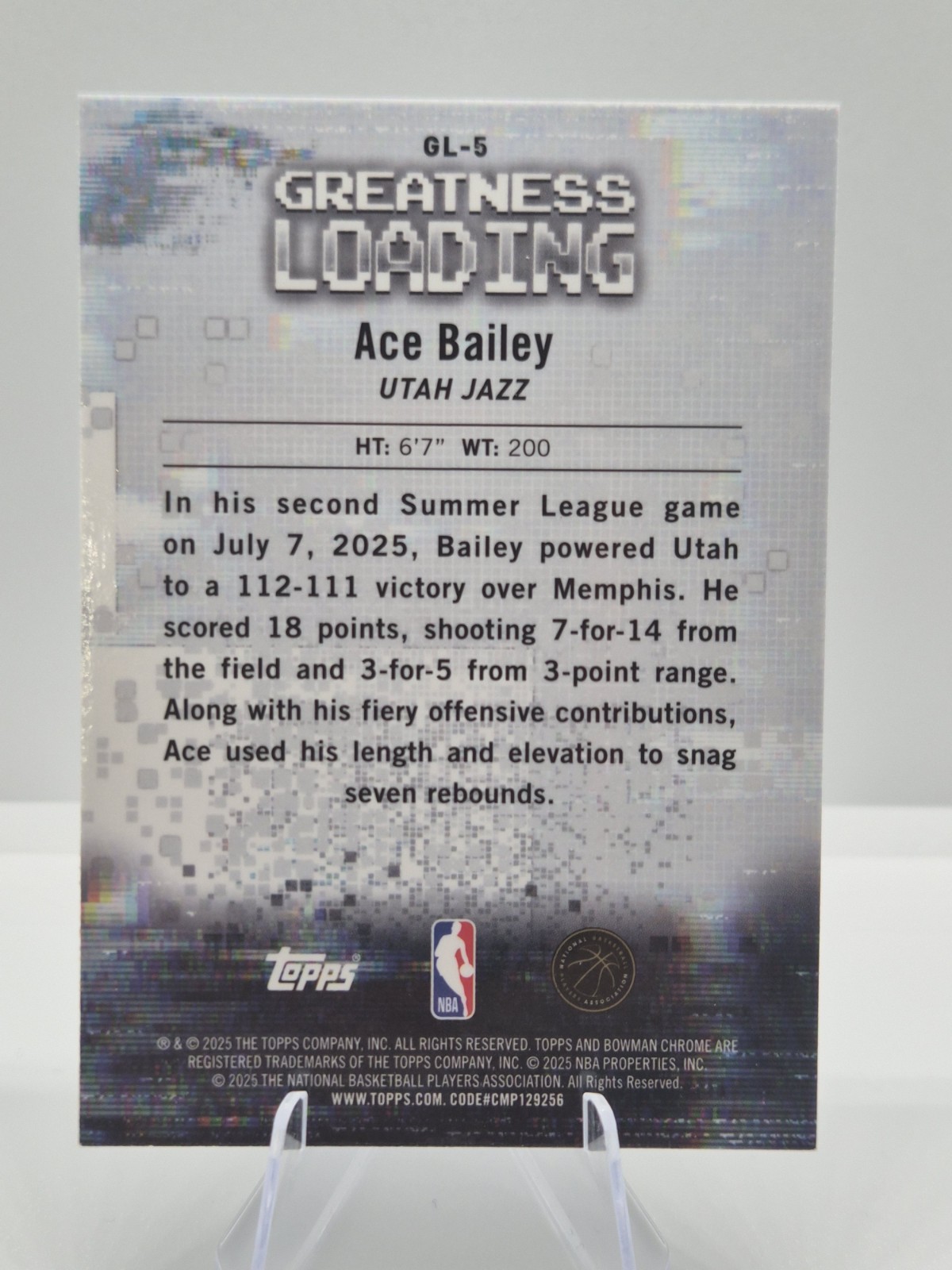 2025-26 Topps Bowman GL5 Ace Bailey Greatness Loading Rookie RC