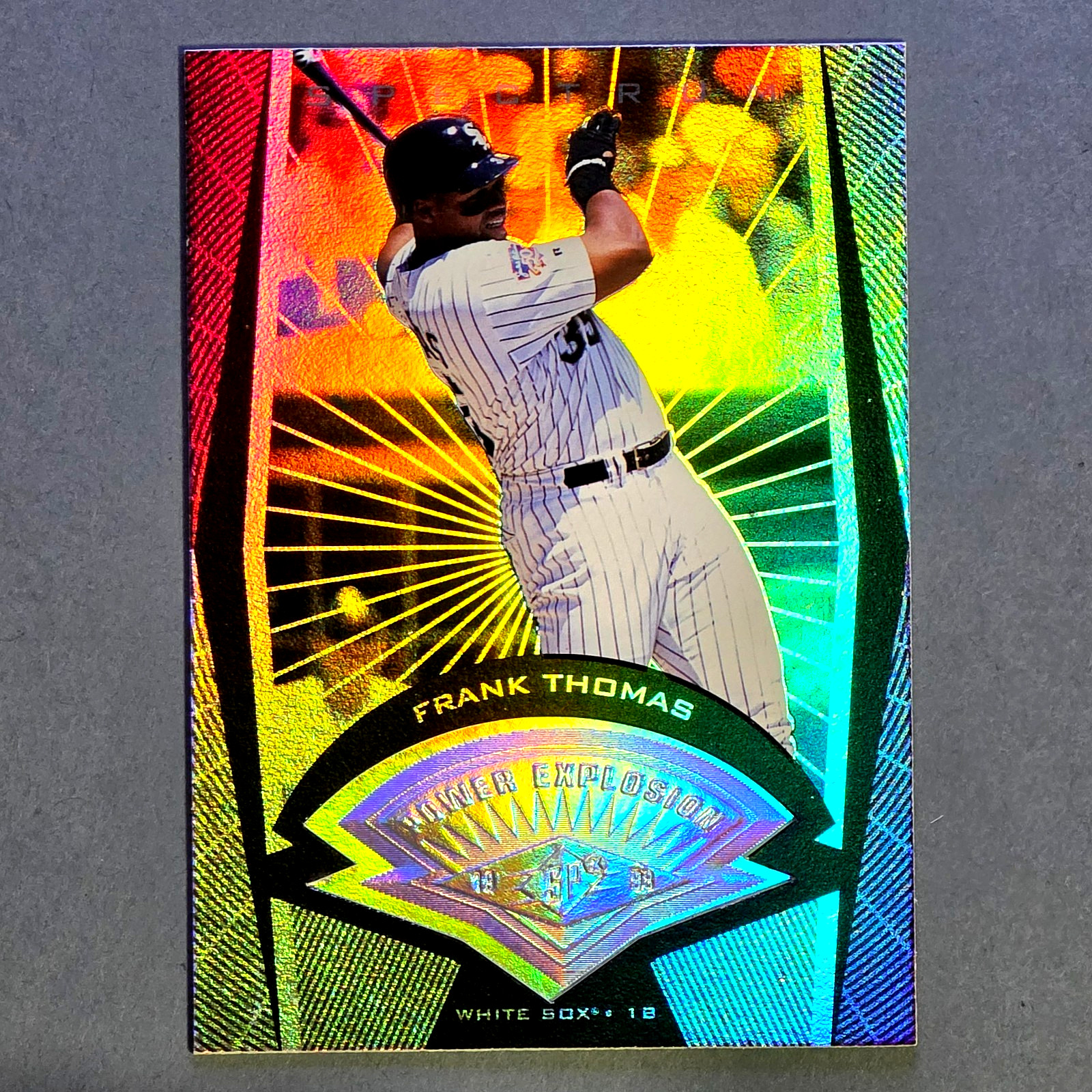 1998 UD SPx #45 Power Explosion SPECTRUM SSP Frank Thomas (SP Redemption) pr/50