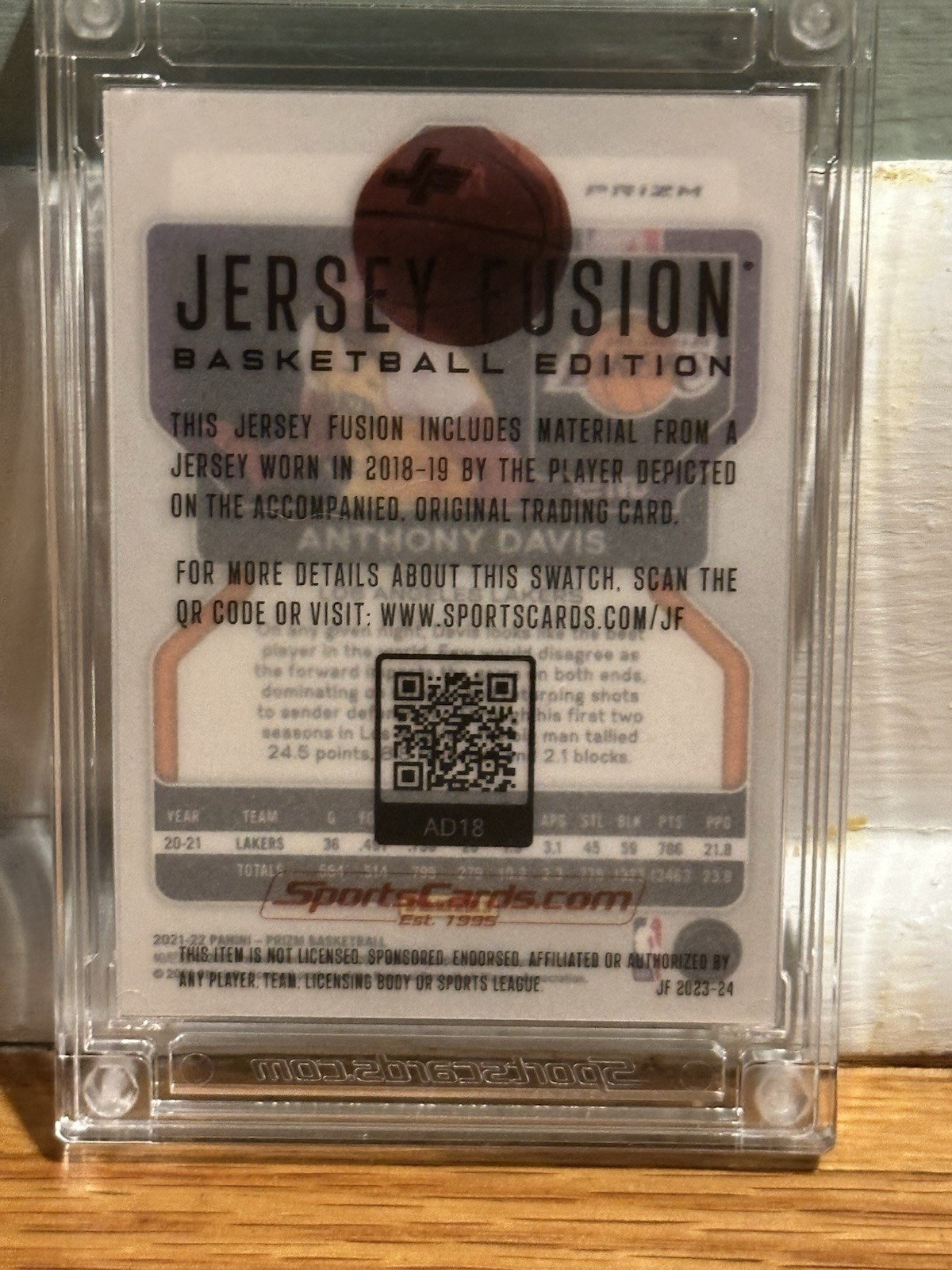 Panini Prizm Anthony Davis Lakers Jersey Fusion Patch Serial #2/5 Card