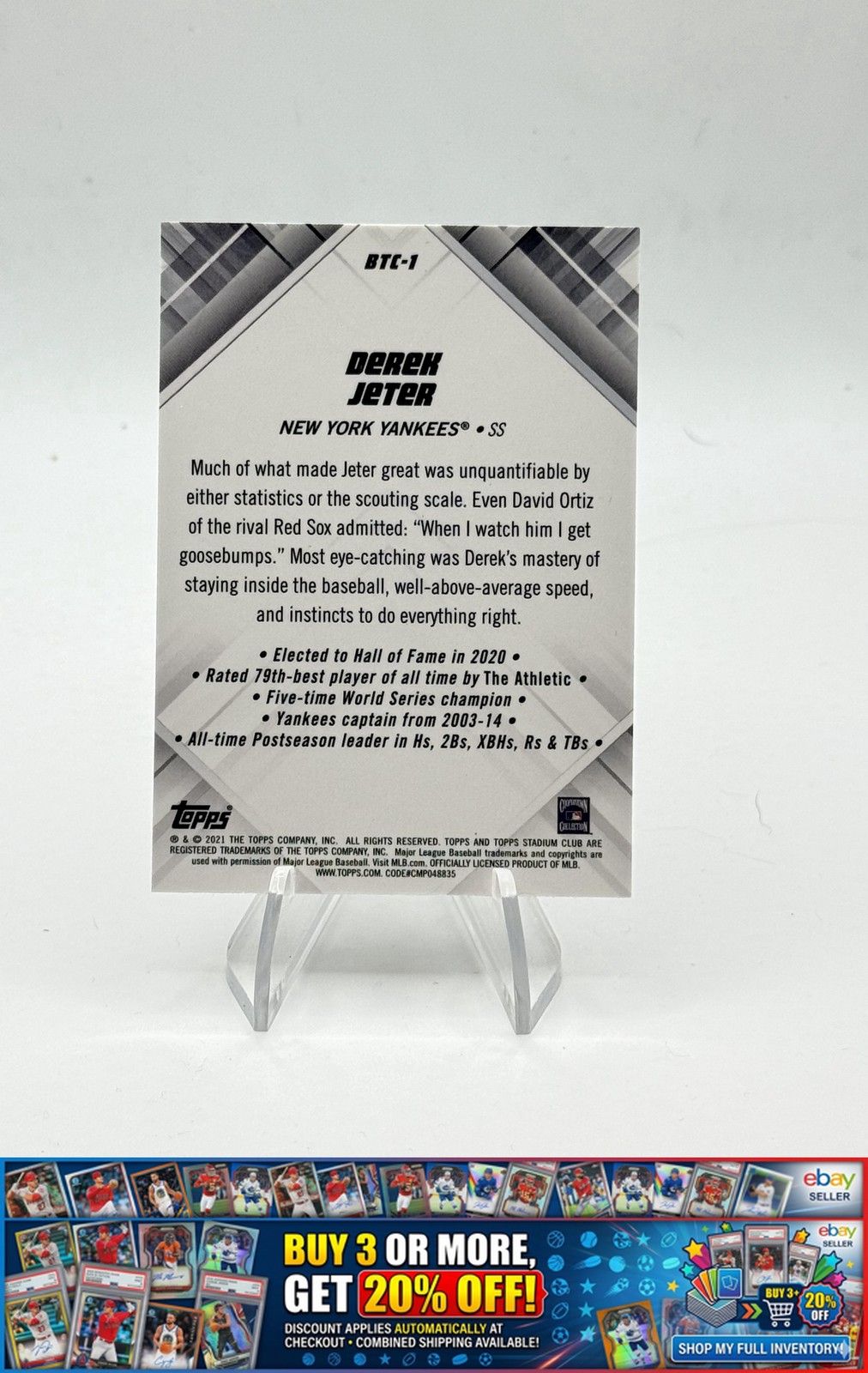 2021 Stadium Club Chrome Derek Jeter #BTC-1 Beam Team New York Yankees