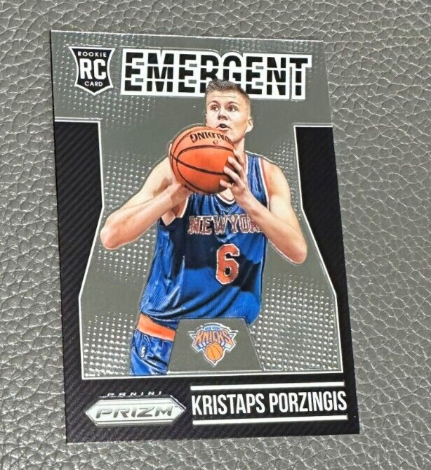 2015-16 Panini Prizm Emergent 10 Kristaps Porzingis NY Knicks Rookie – Celtics
