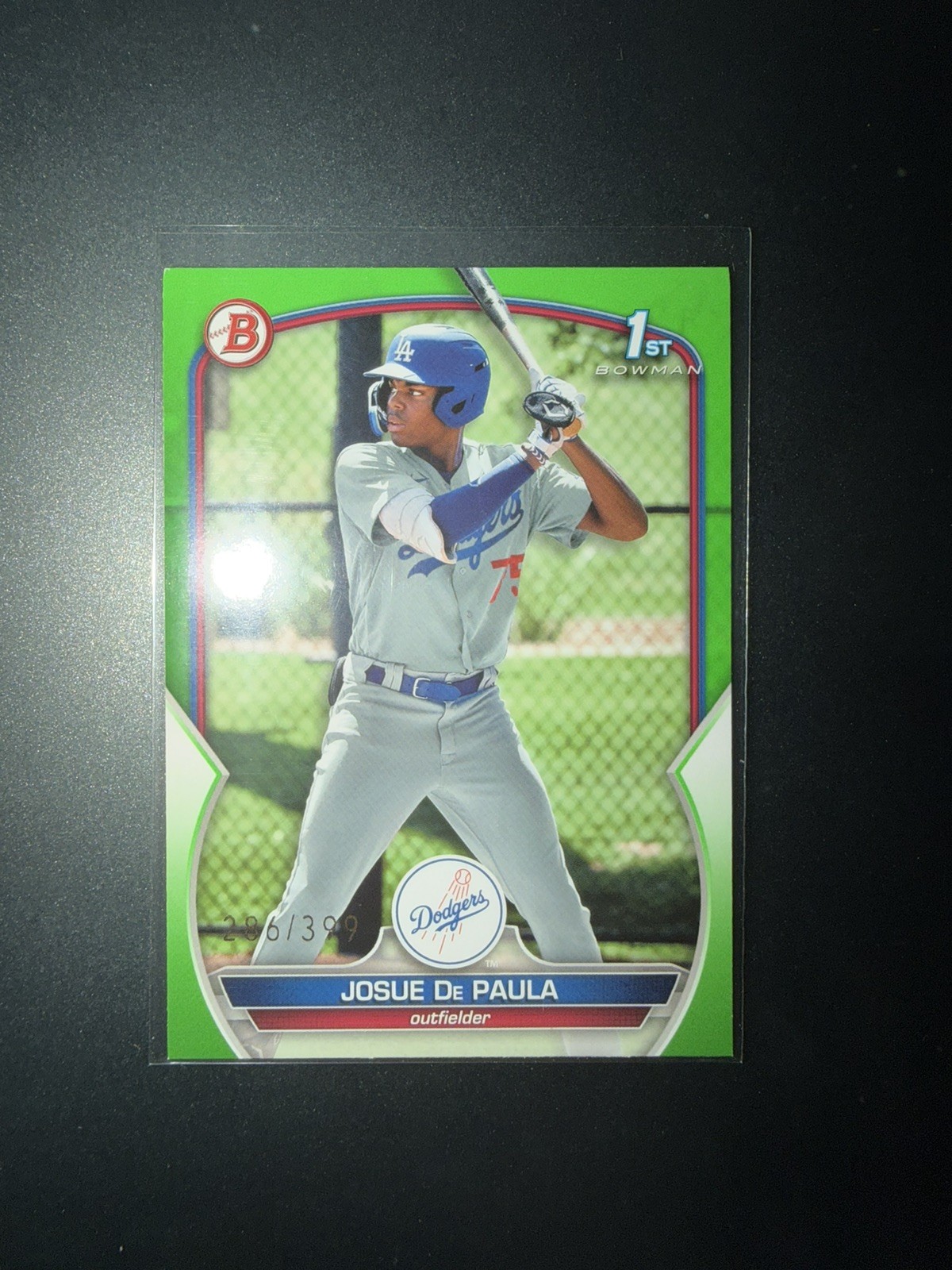 2023 Josue de Paula Bowman Prospects 1st Bowman Green Paper /399 Dodgers