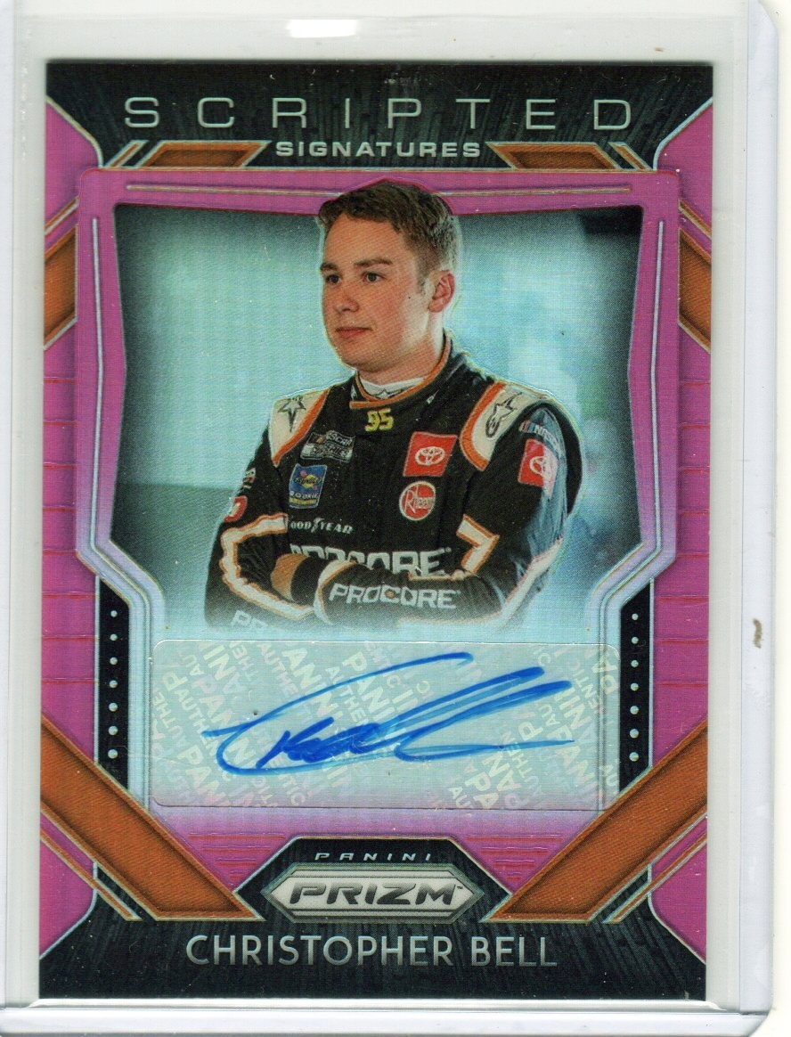 2020 PRIZM RACING Christopher Bell PINK SCRIPTED AUTO NUMBERED 30/50!