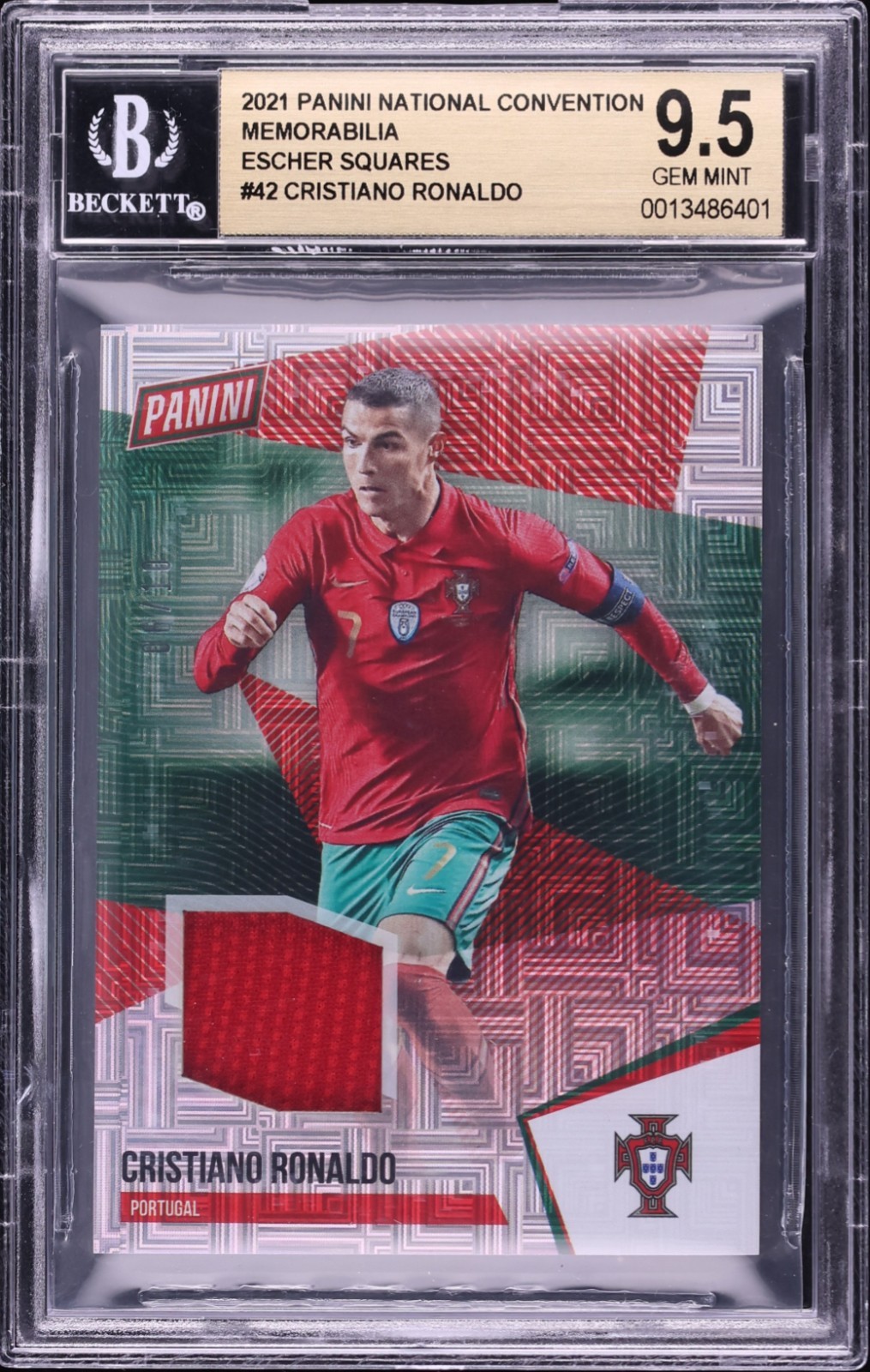 Cristiano Ronaldo CR7 Used Patch Relic /10 BGS 9.5 2021 The National SSP POP 1/1
