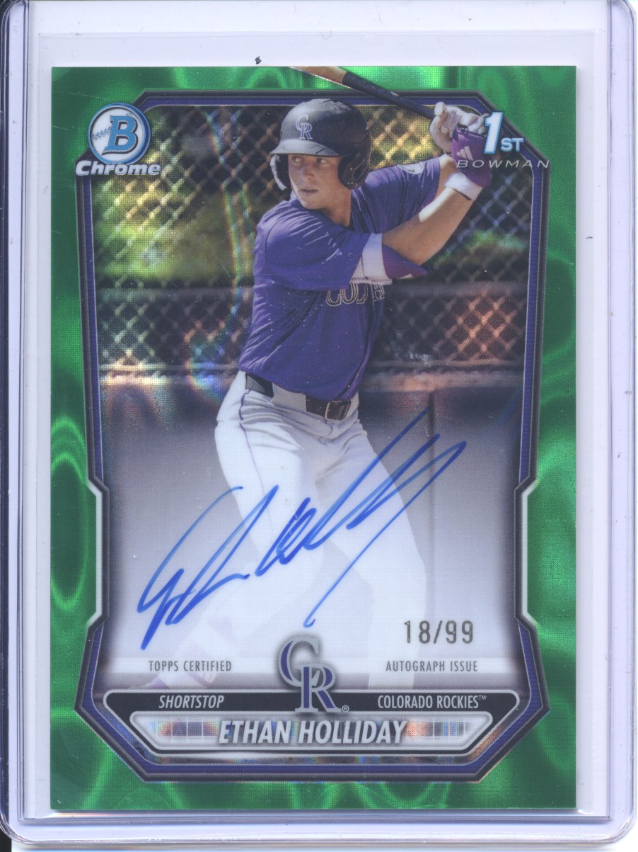 Ethan Holliday 2026 Bowman #CPA-EH Green Lava Refractor Chrome 1st RC Auto /99