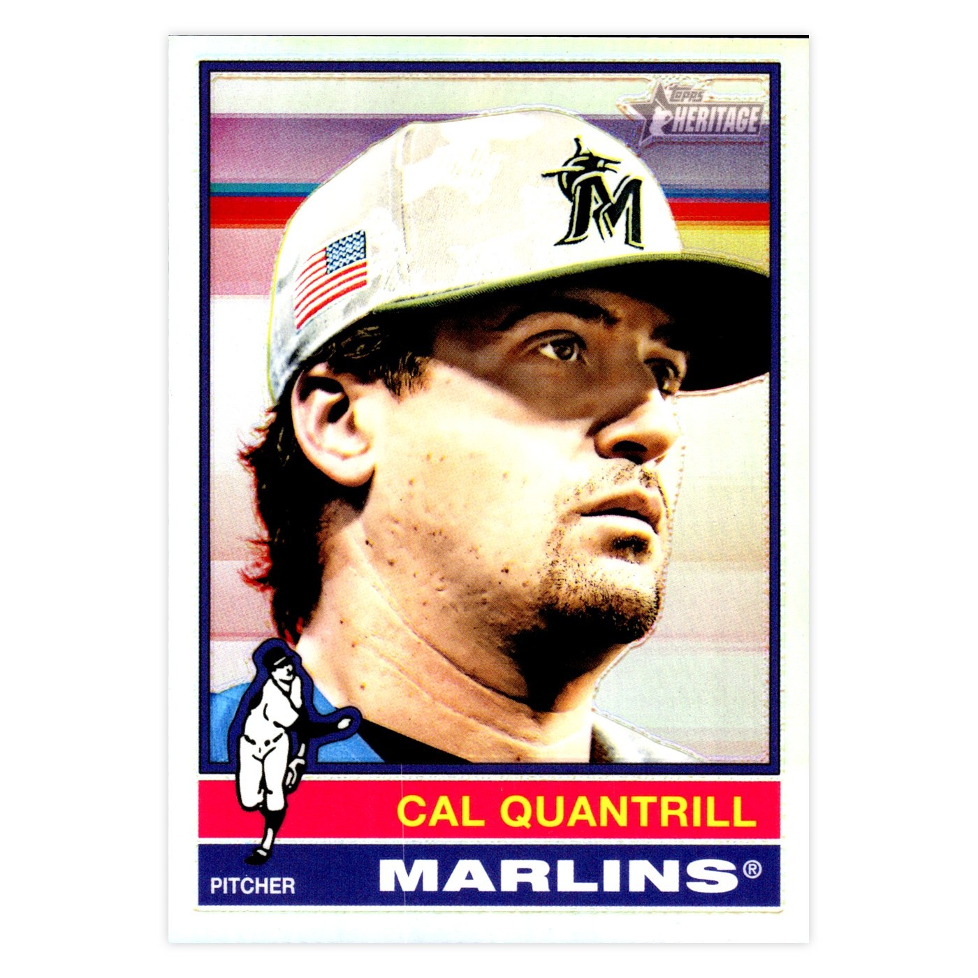Cal Quantrill Topps Heritage 2025 #501 Chrome Refractor Miami Marlins