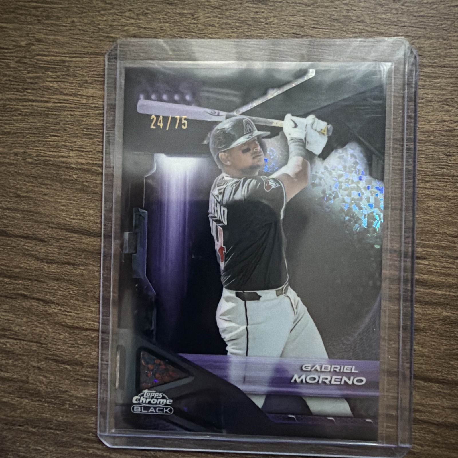 2026 Topps Chrome Black Baseball #102 Gabriel Moreno Purple Mini-Diamond /75