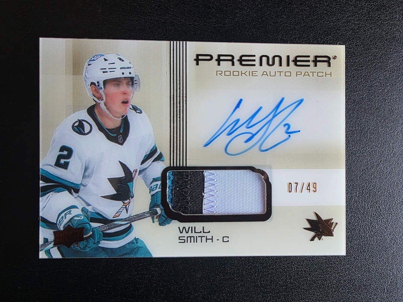 2024-25 Premier Hockey Will Smith Rookie Patch Autograph 7/49
