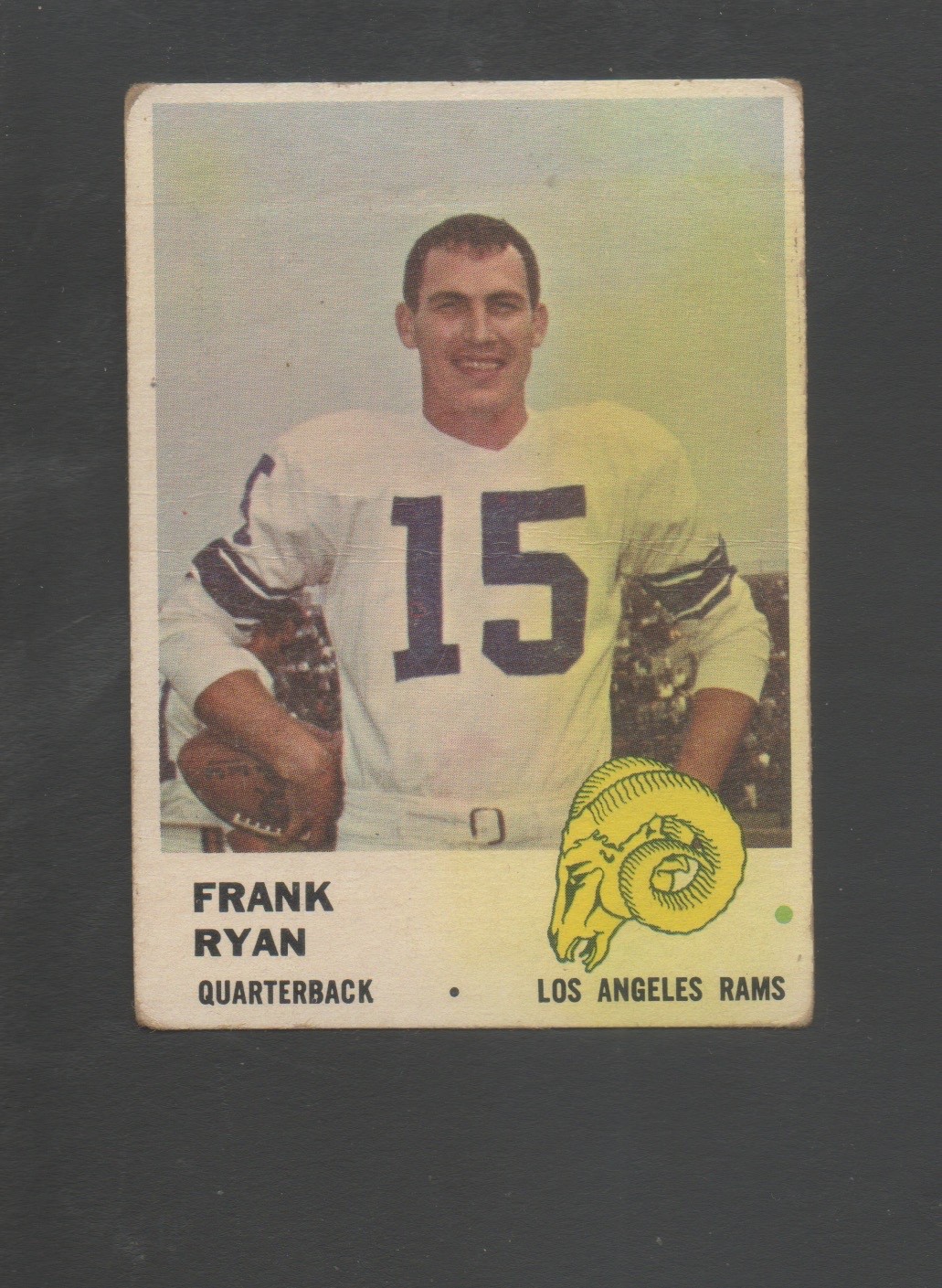 1961 Fleer Football Card #98 Frank Ryan-Los Angeles Rams poor Card