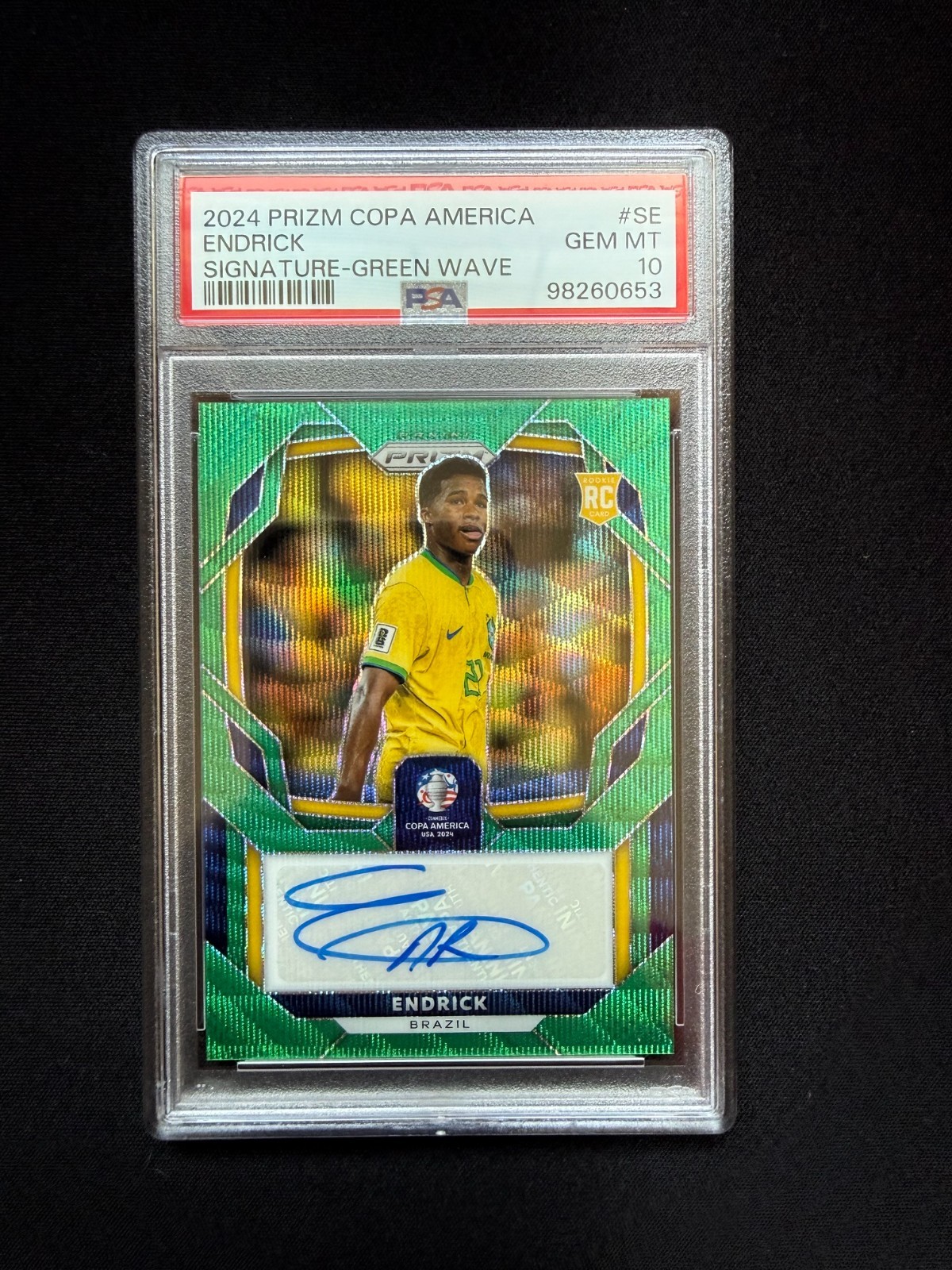 2024 Panini Prizm Copa America Endrick Green Wave RC Auto PSA 10 RC Brazil