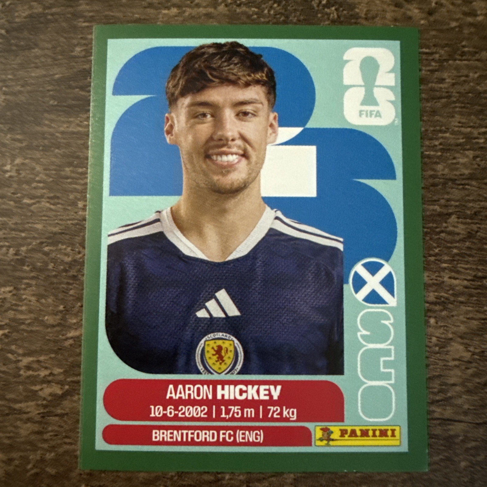 2026 Panini FIFA World Cup GREEN Sticker SCO 5 Aaron Hickey – Scotland