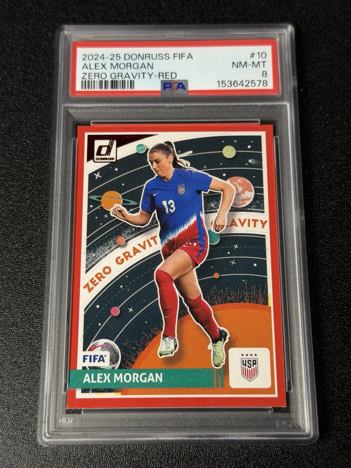 2024-25 PANINI DONRUSS FIFA ZERO GRAVITY RED #10 ALEX MORGAN PSA 8