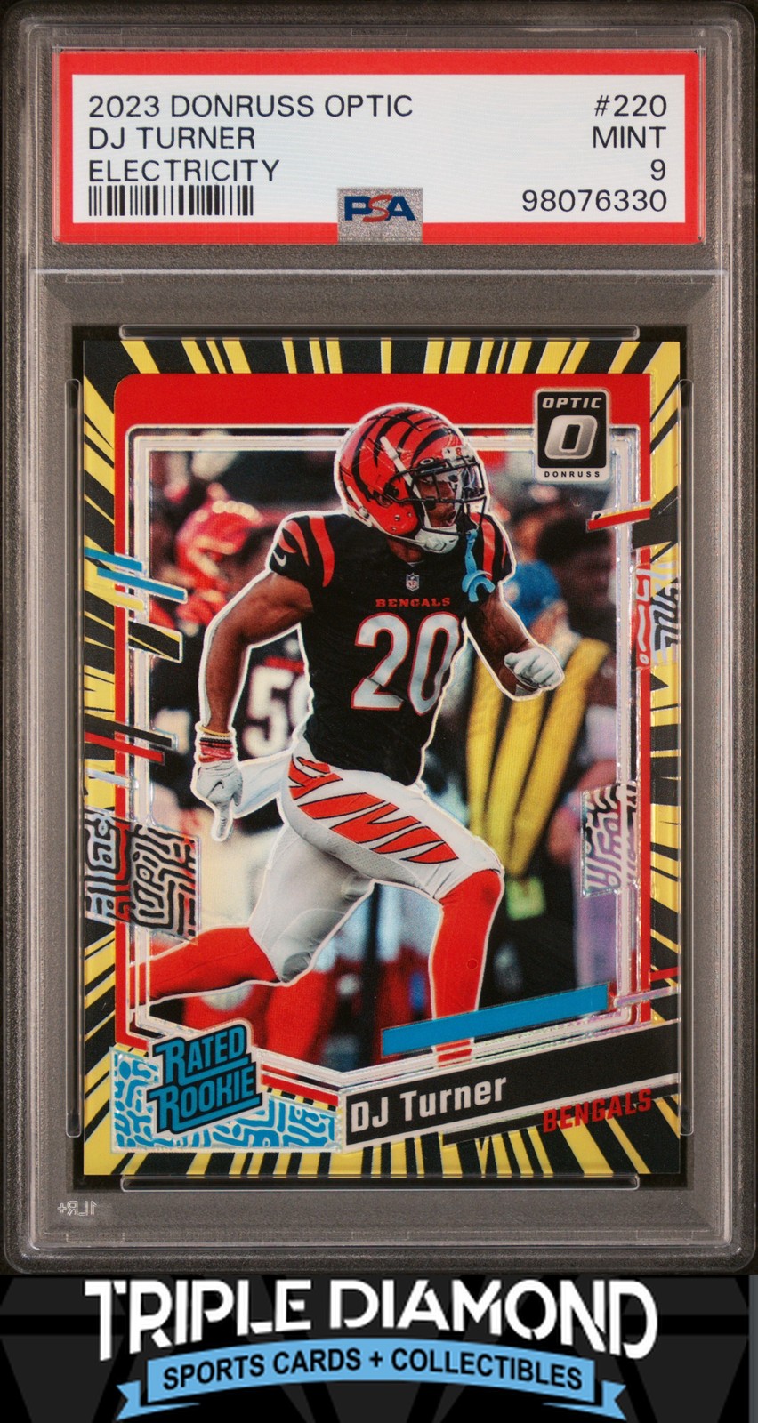 2023 Panini Donruss Optic DJ Turner Rated Rookie Electricity #63/69 PSA 9 B652