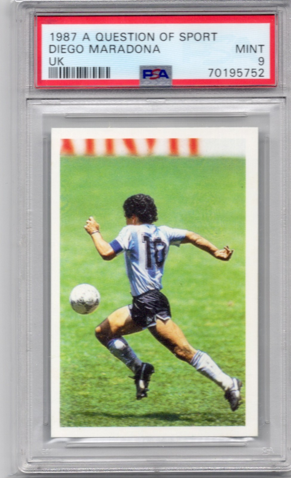 1987 A QUESTION OF SPORT UK DIEGO MARADONA PSA 9 NM-MT Argentina Cup FUTBOL
