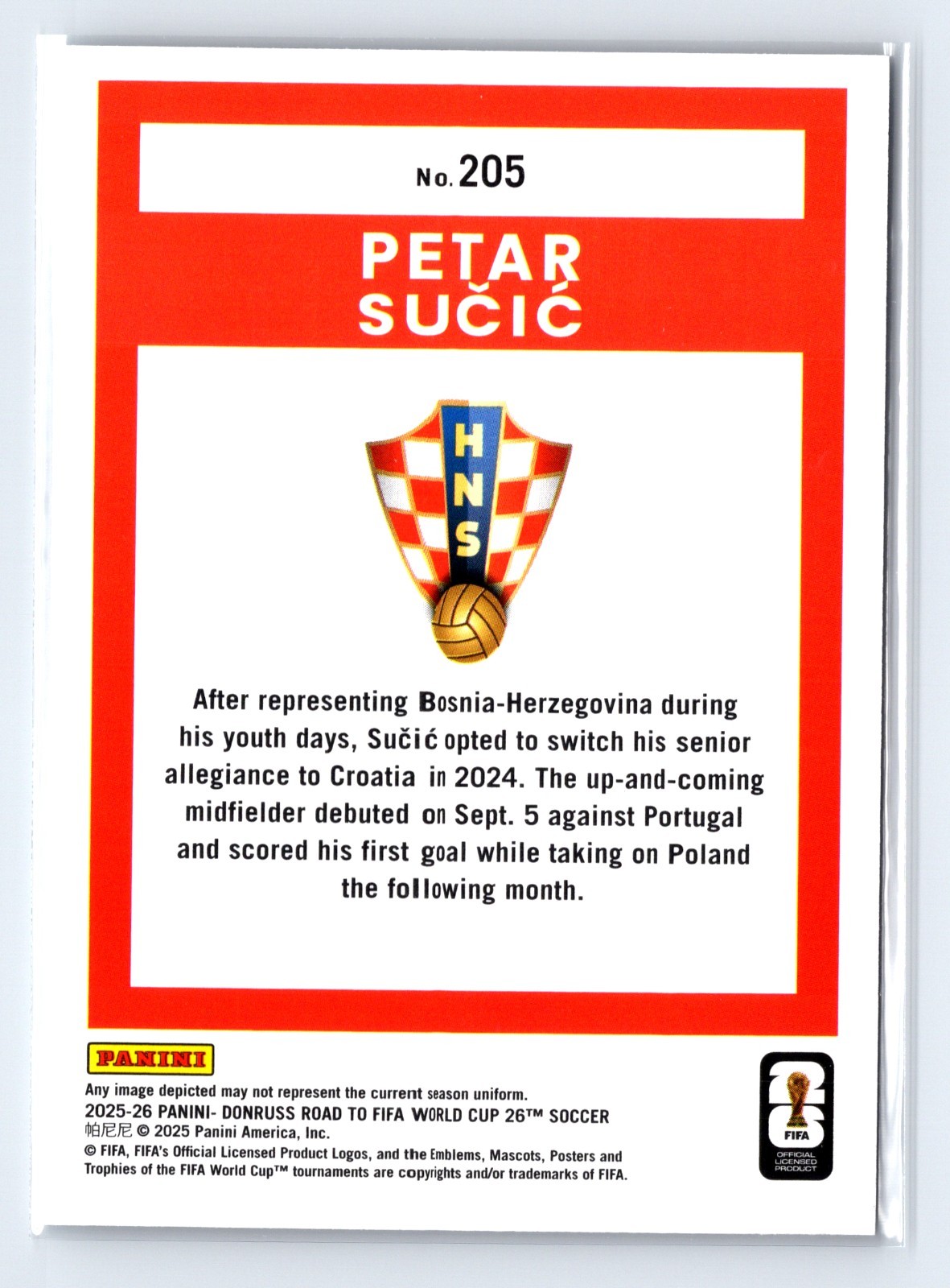 2025-26 Donruss Road to FIFA World Cup #205 Petar Sucic Cubic