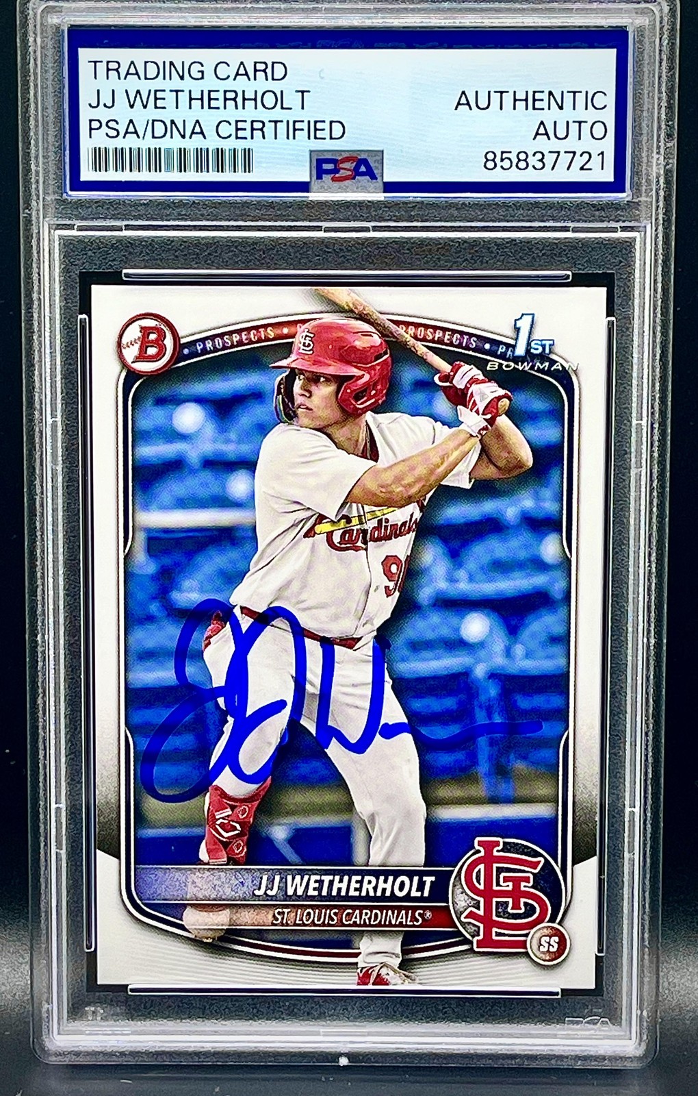 2025 Bowman JJ Wetherholt #BPA-JW Prospect Autographs PSA Authentic Cardinals