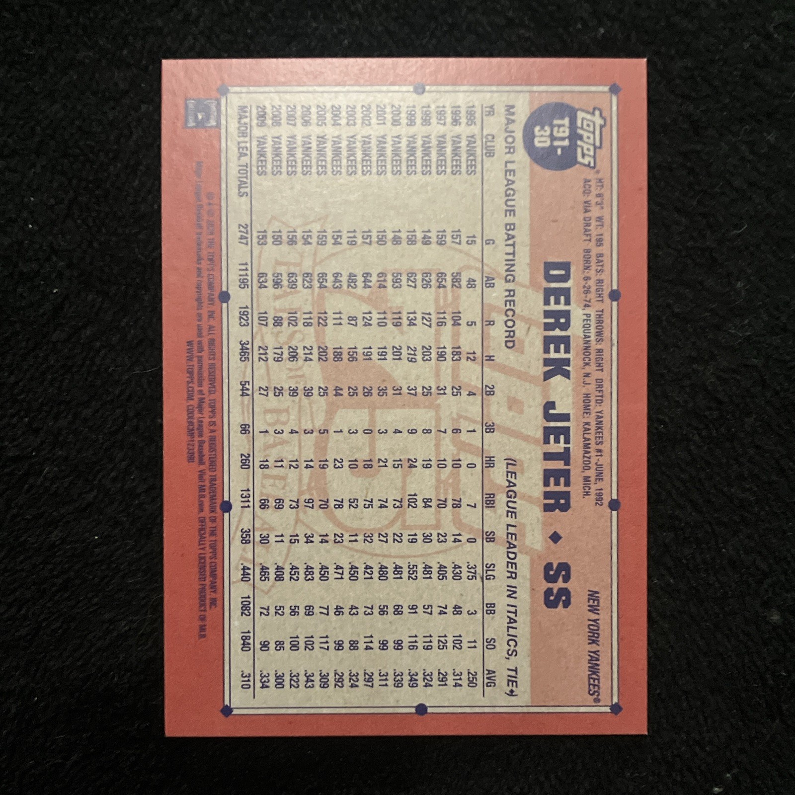 Topps 2026 Series 1 Derek Jeter Crackleboard Foil 1991 Topps Insert #T91-30