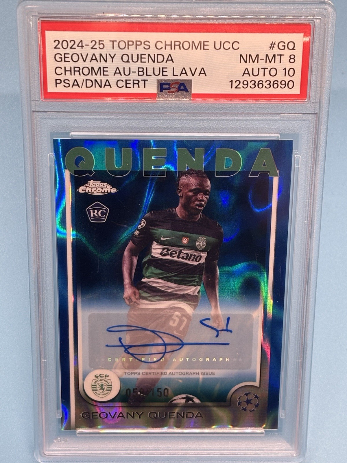2024-25 Topps Chrome- Chrome Geovany Quenda Auto #CA-GQ /150 (AU, RC) PSA 8-10