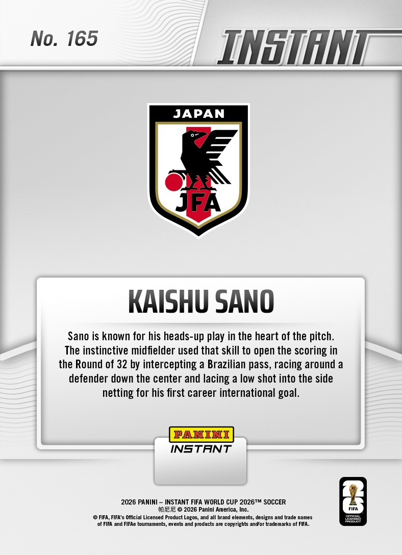 *PRESALE* 2026 Panini Instant FIFA World Cup Kaishu Sano #165 ~ Japan