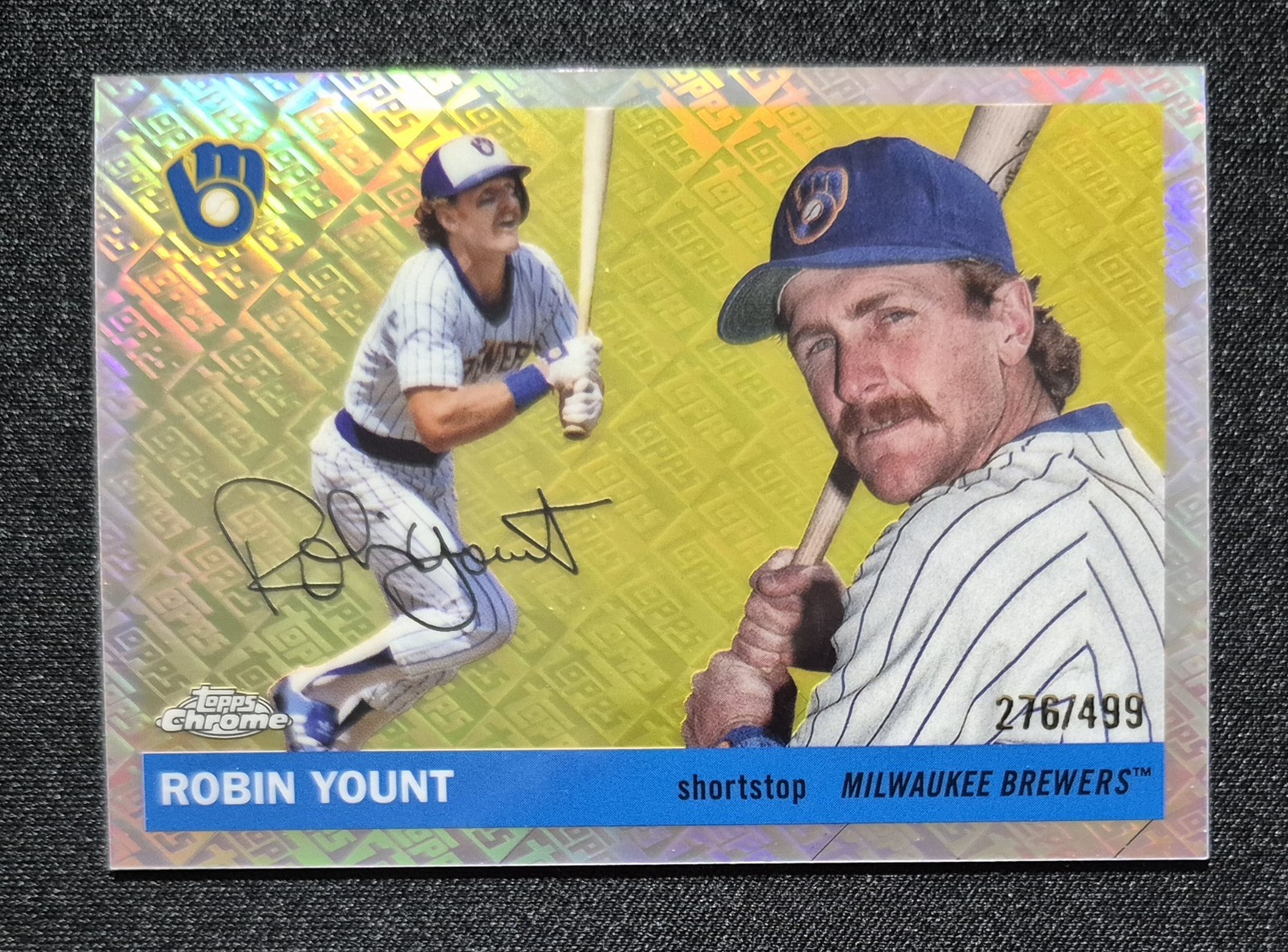 Robin Yount/499 Logofractor. 2025 Topps Chrome Platinum #486 Brewers