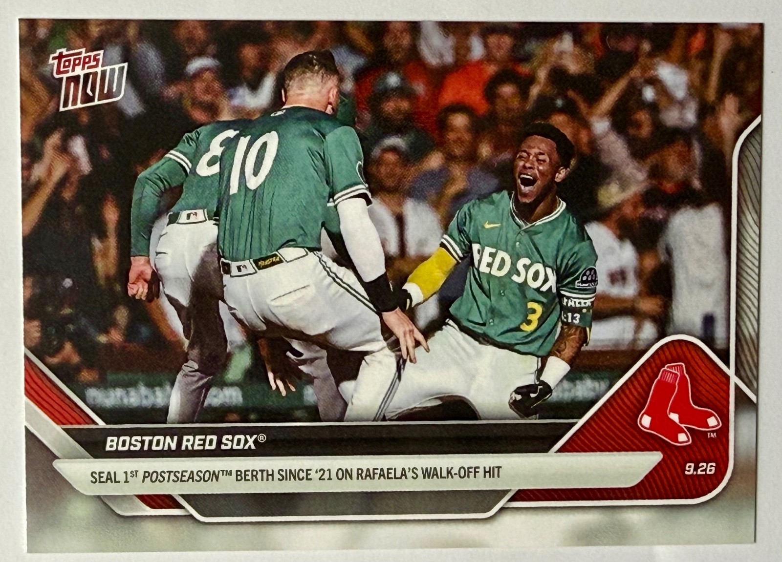 2025 Topps Now #779 Red Sox Seal Postseason Spot Ceddanne Rafaela Walk-off Hit