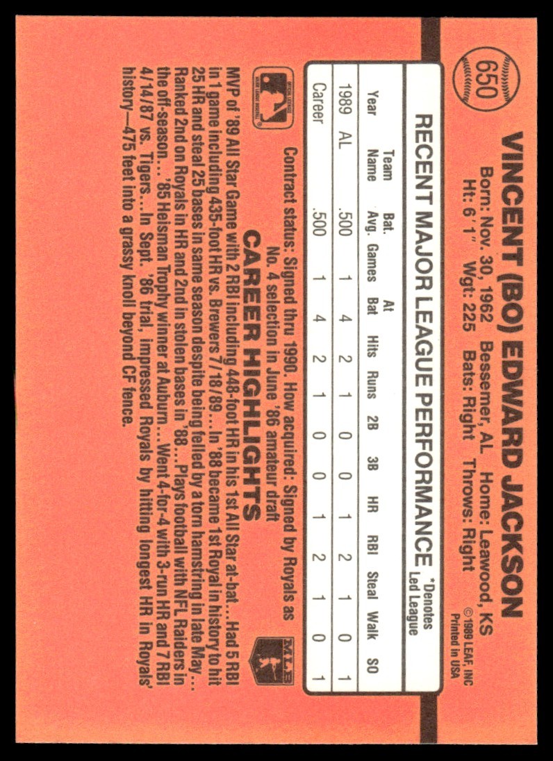 1990 Donruss Bo Jackson #650