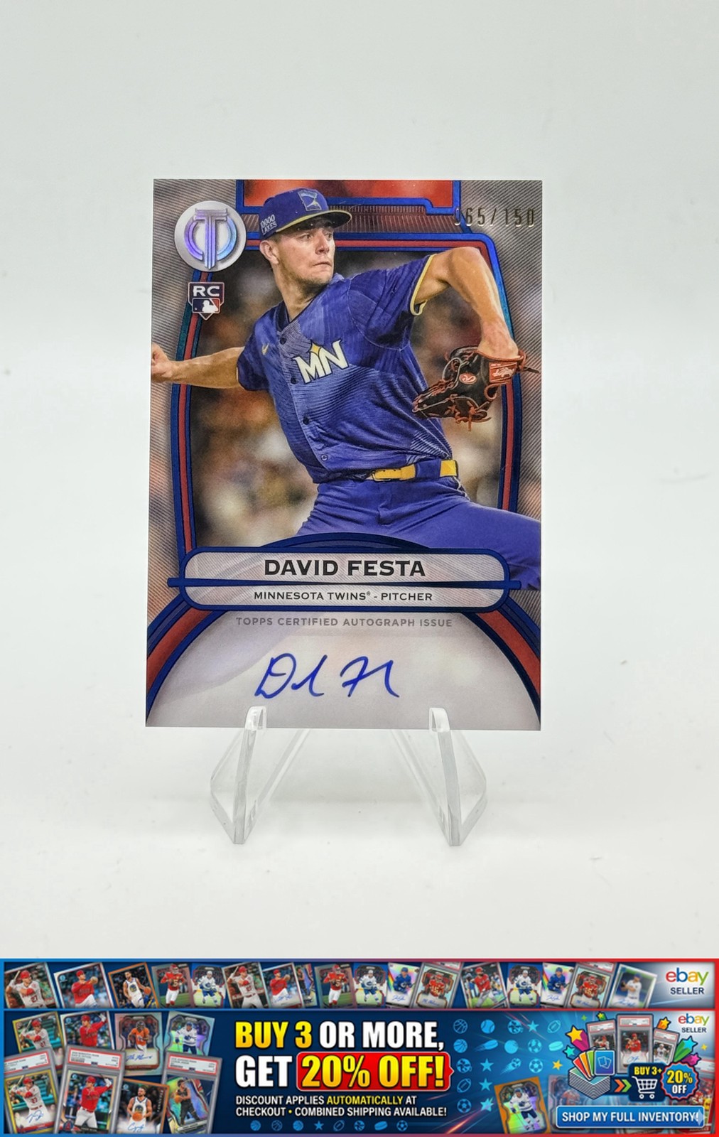 2025 Topps Tribute David Festa Tribute Autographs Blue Auto Twins #/150 AU