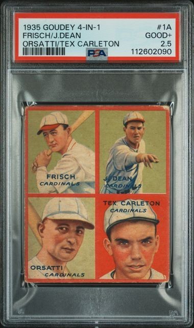 1935 Goudey 4-in-1 #1A – FRISCH, J.DEAN, ORSATTI, TEX CARLETON – PSA 2.5 – RARE