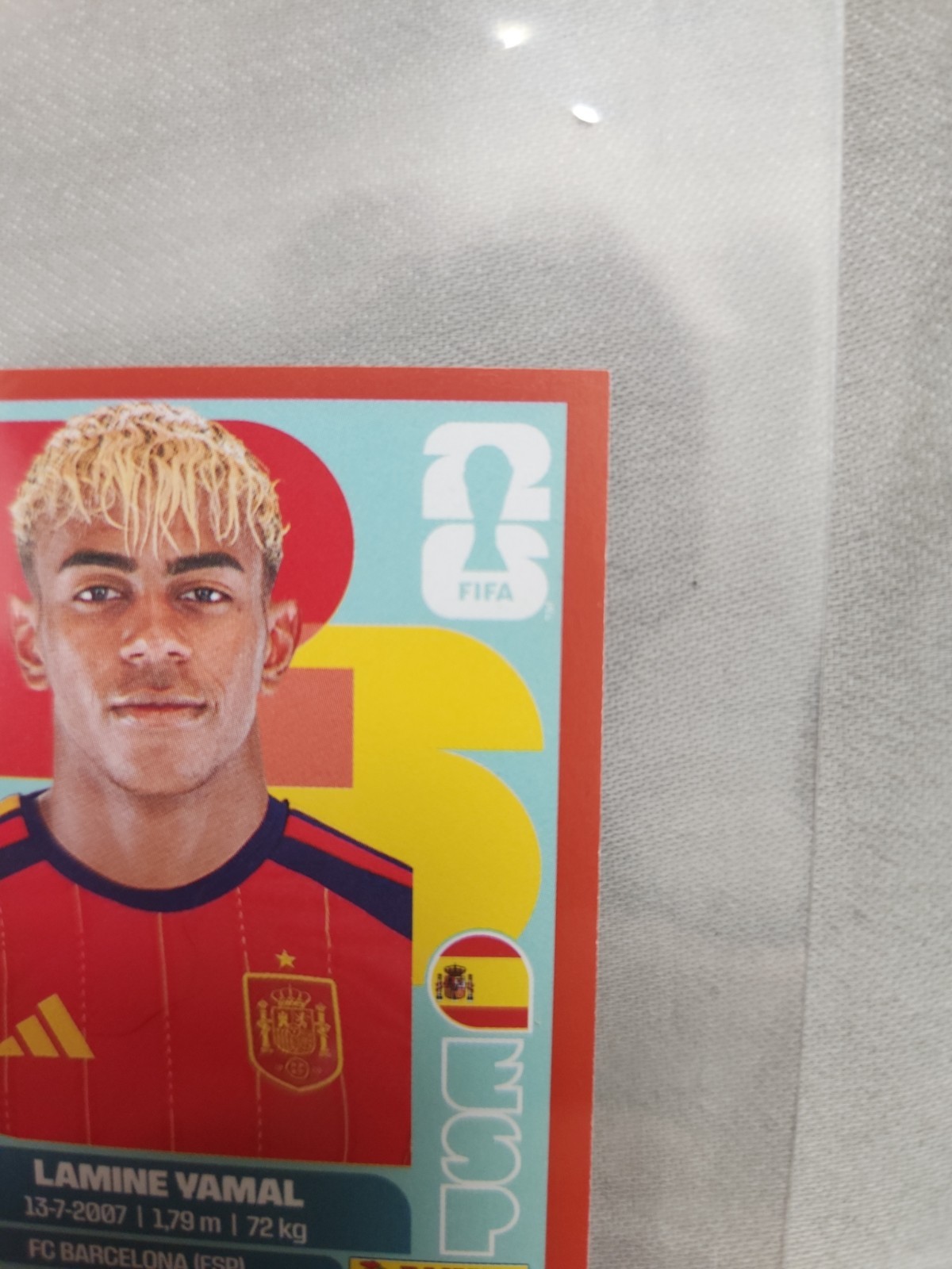 2026 Panini FIFA World Cup Lamine Yamal Sticker #ESP15 Red Parallel Color Match