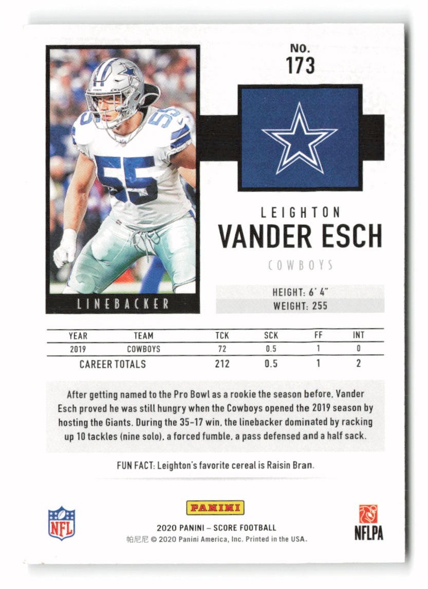2020 Score #173 Leighton Vander Esch Dallas Cowboys