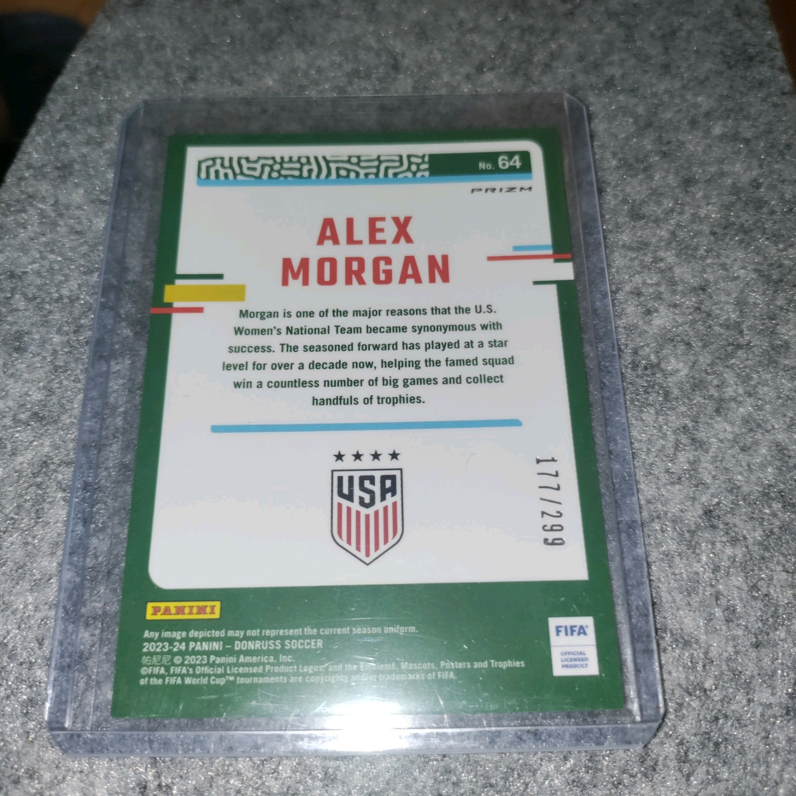 2023-24 Panini Donruss Fifa – Optic ⚽ 🐐 Alex Morgan ⭐ #64 Red Prizm 177/299