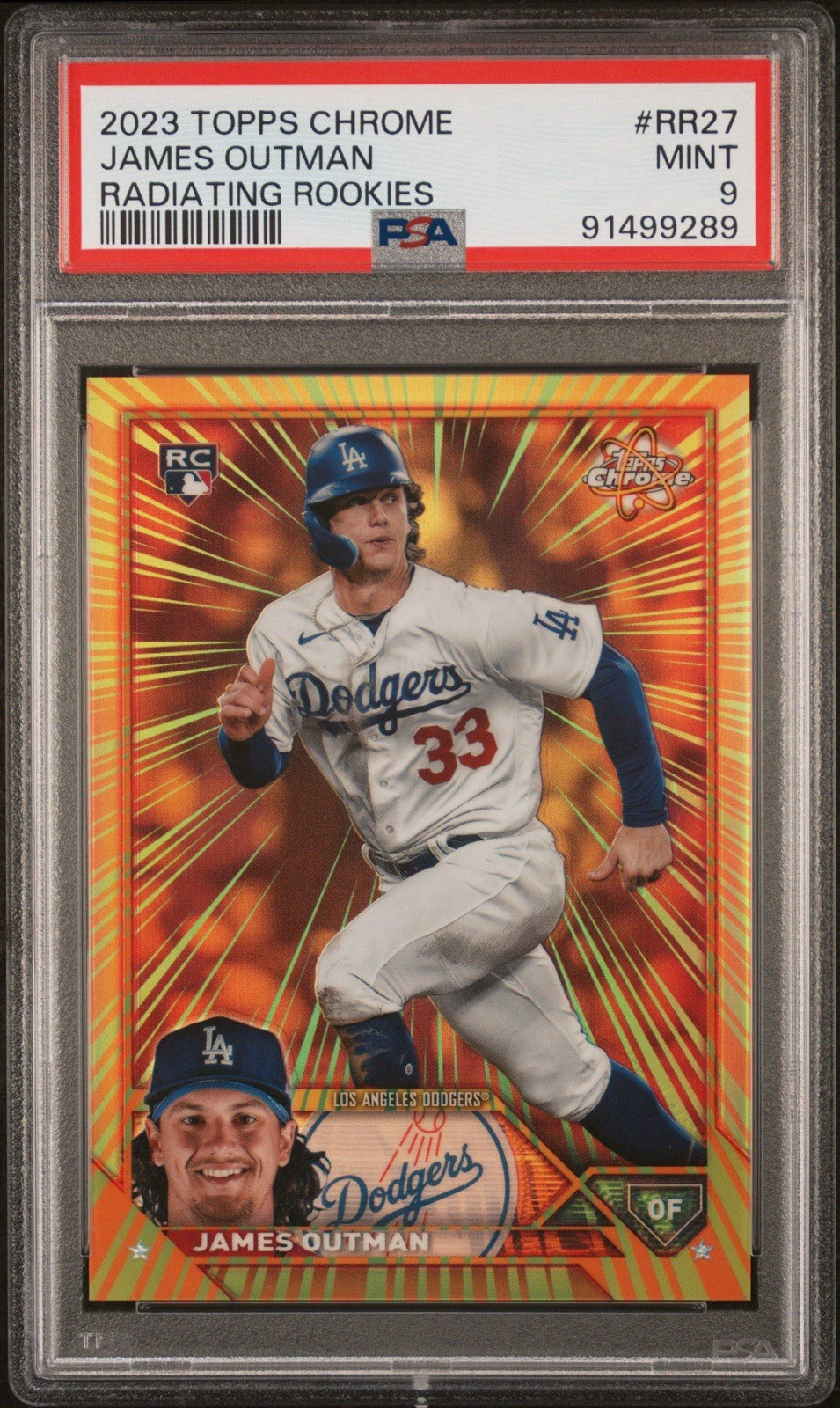 2023 TOPPS CHROME RADIATING ROOKIES #RR27 JAMES OUTMAN UPDATE PSA 9