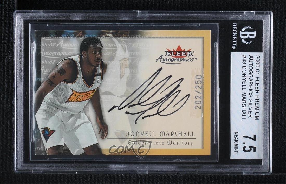 2000 Fleer Tradition Autographics Parallel 250 /250 Donyell Marshall Auto 1a07