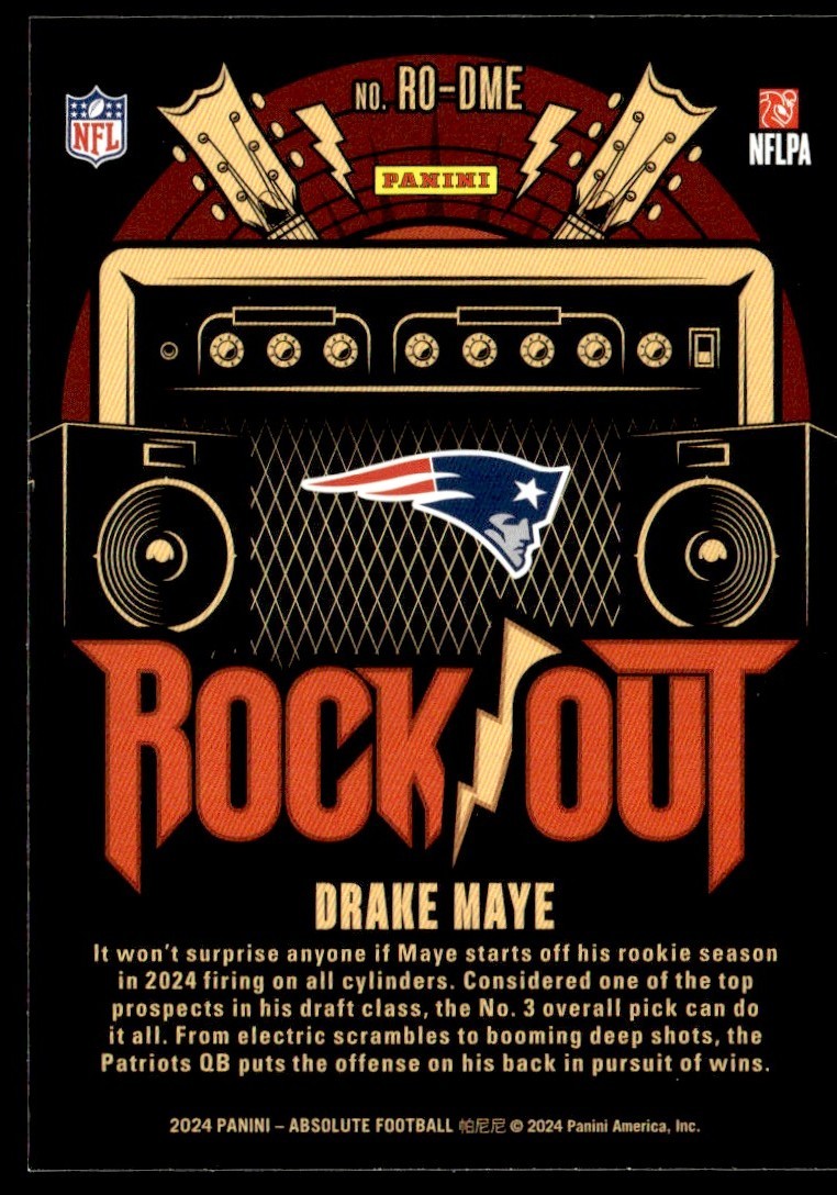 2024 Panini Absolute Rock Out Drake Maye RC #RO-DME