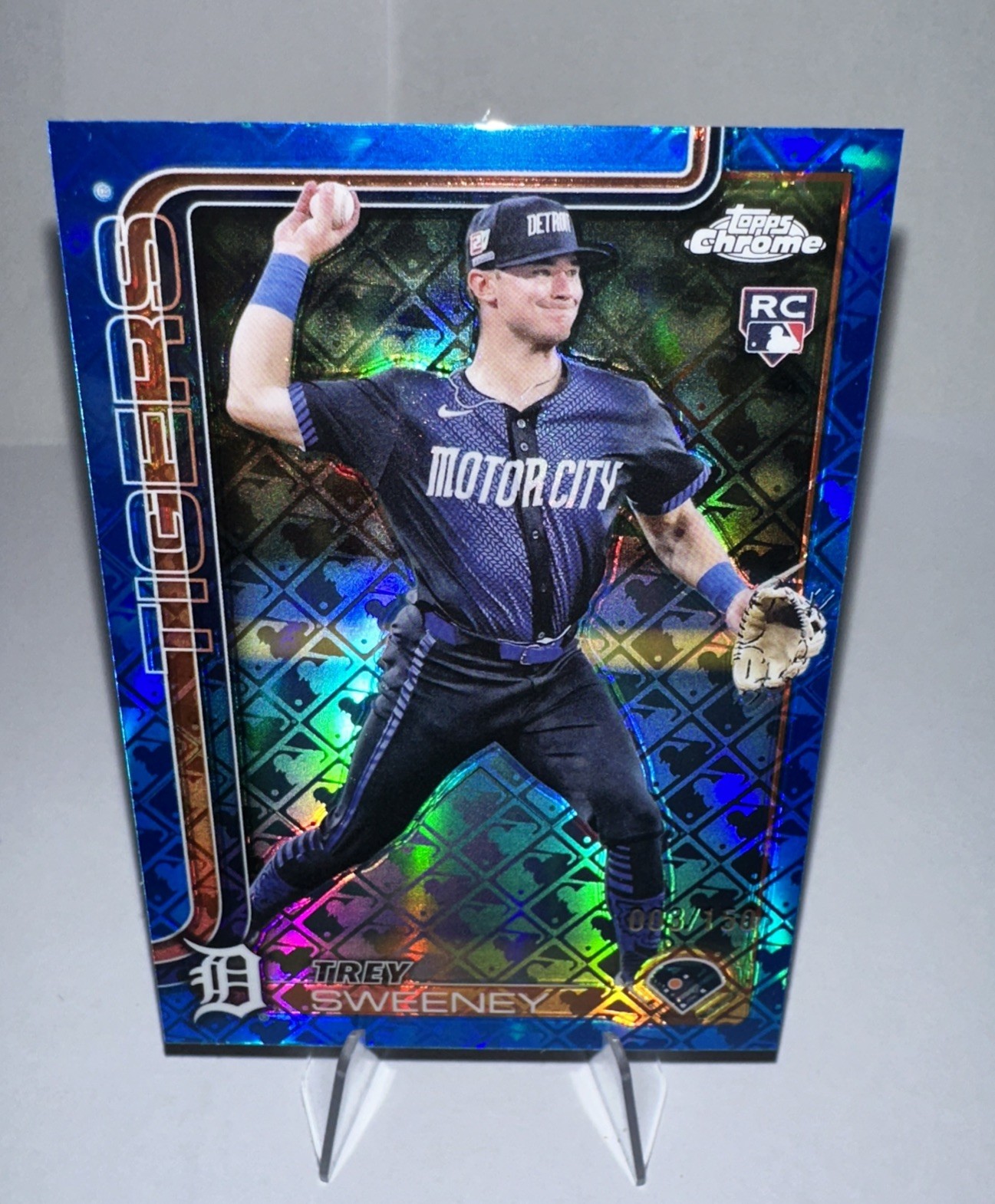 Trey Sweeney /150 Blue Logofractor Edition Topps Chrome 2025 #6 Detroit Tigers