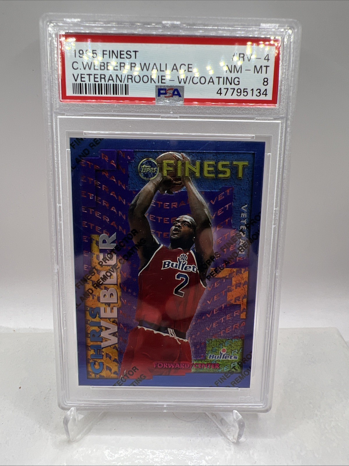 1995-96 Topps Finest Rasheed Wallace Chris Webber Rookie/Veteran #RV-4 PSA 8