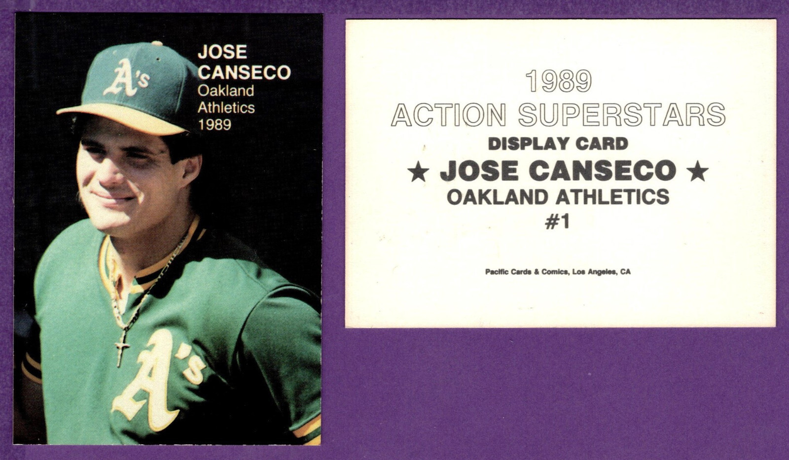 Jose Canseco Oakland A’s 1989 Action Superstars Unbranded Oddball Card #1