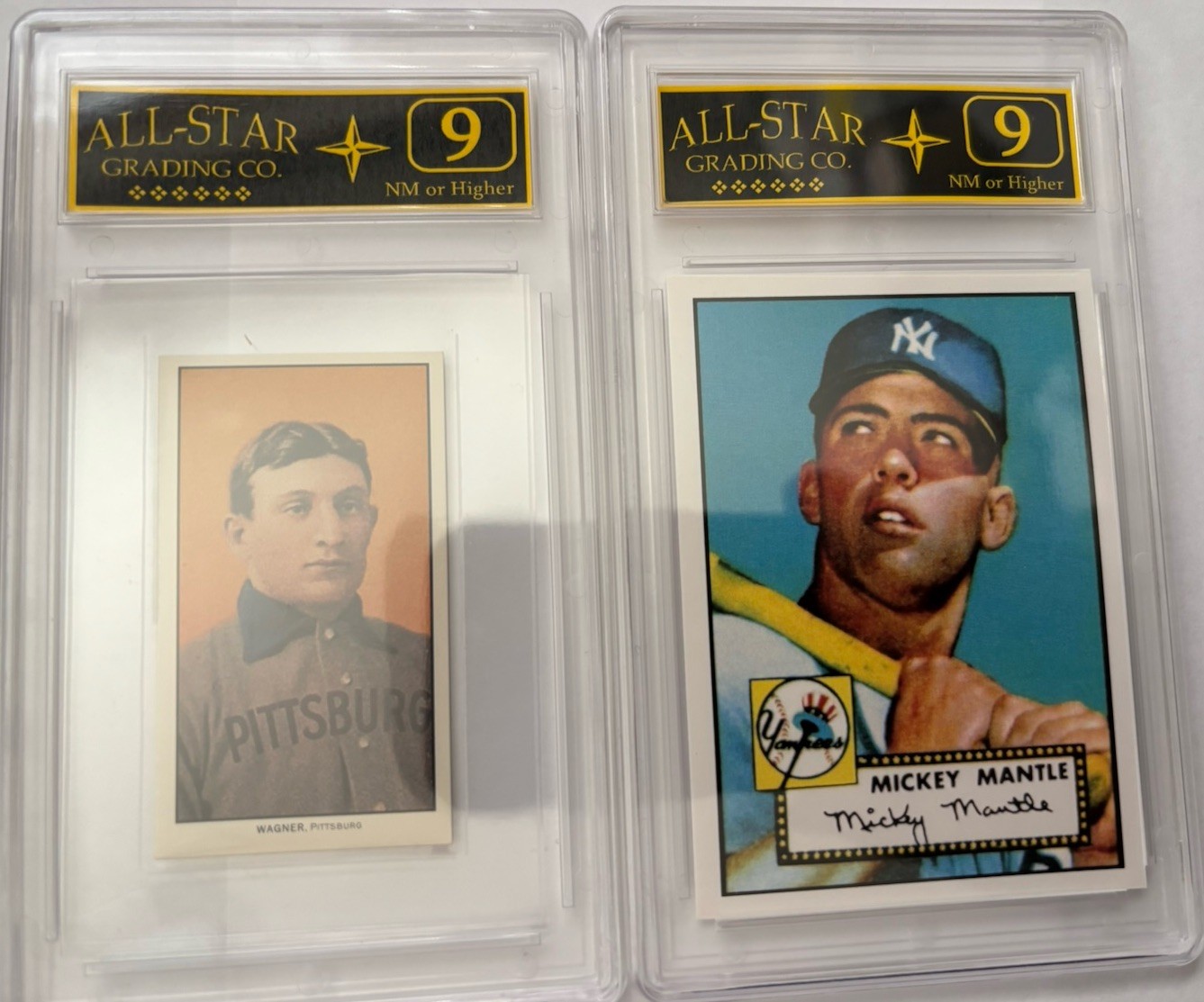 Honus Wagner 1909 T206 Licensed REPRINT (1995)+ 52T MANTLE GRADED ASG 9 NM #8