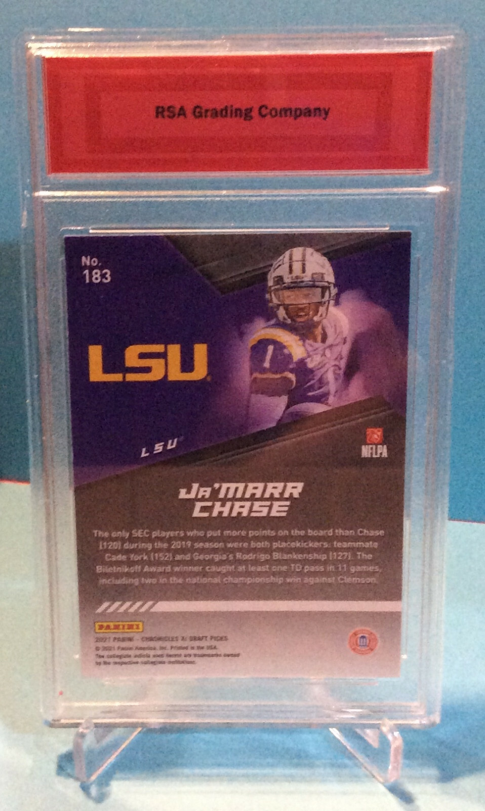 2021 Chronicles JAMARR CHASE XR RC #183 **Graded RSA 8 NM-MT** Rookie
