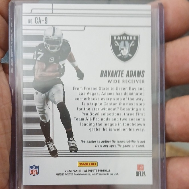 Panini 2023 Absolute Davante Adams Canton Absolutes CA-9 MEM /199 Raiders