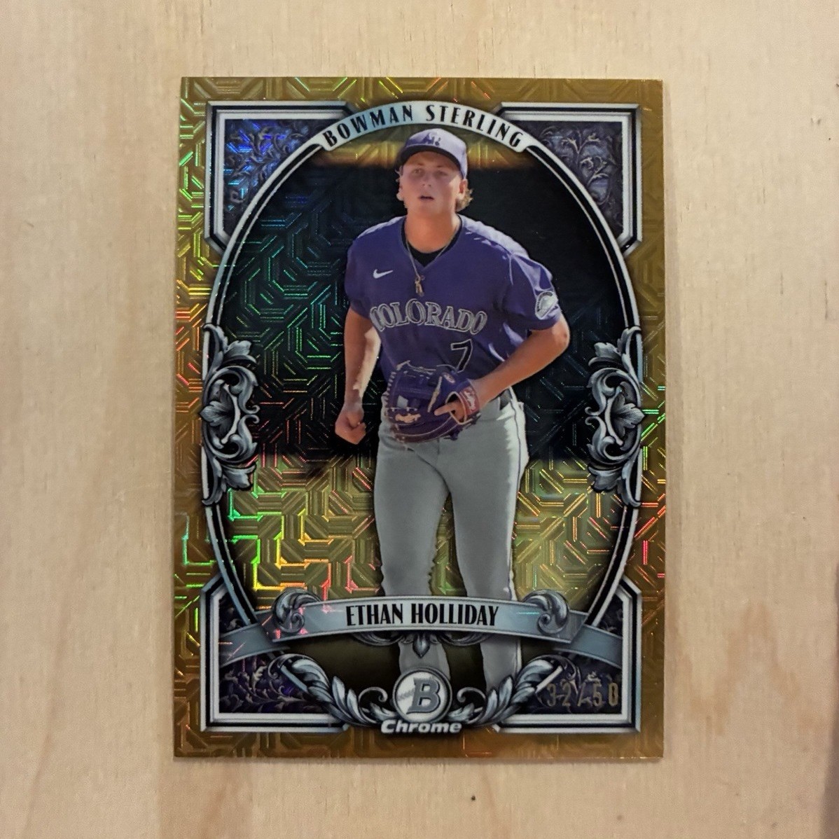 2026 Topps Bowman Sterling – Prospect Profile Ethan Holliday Gold 32/50 Rockies